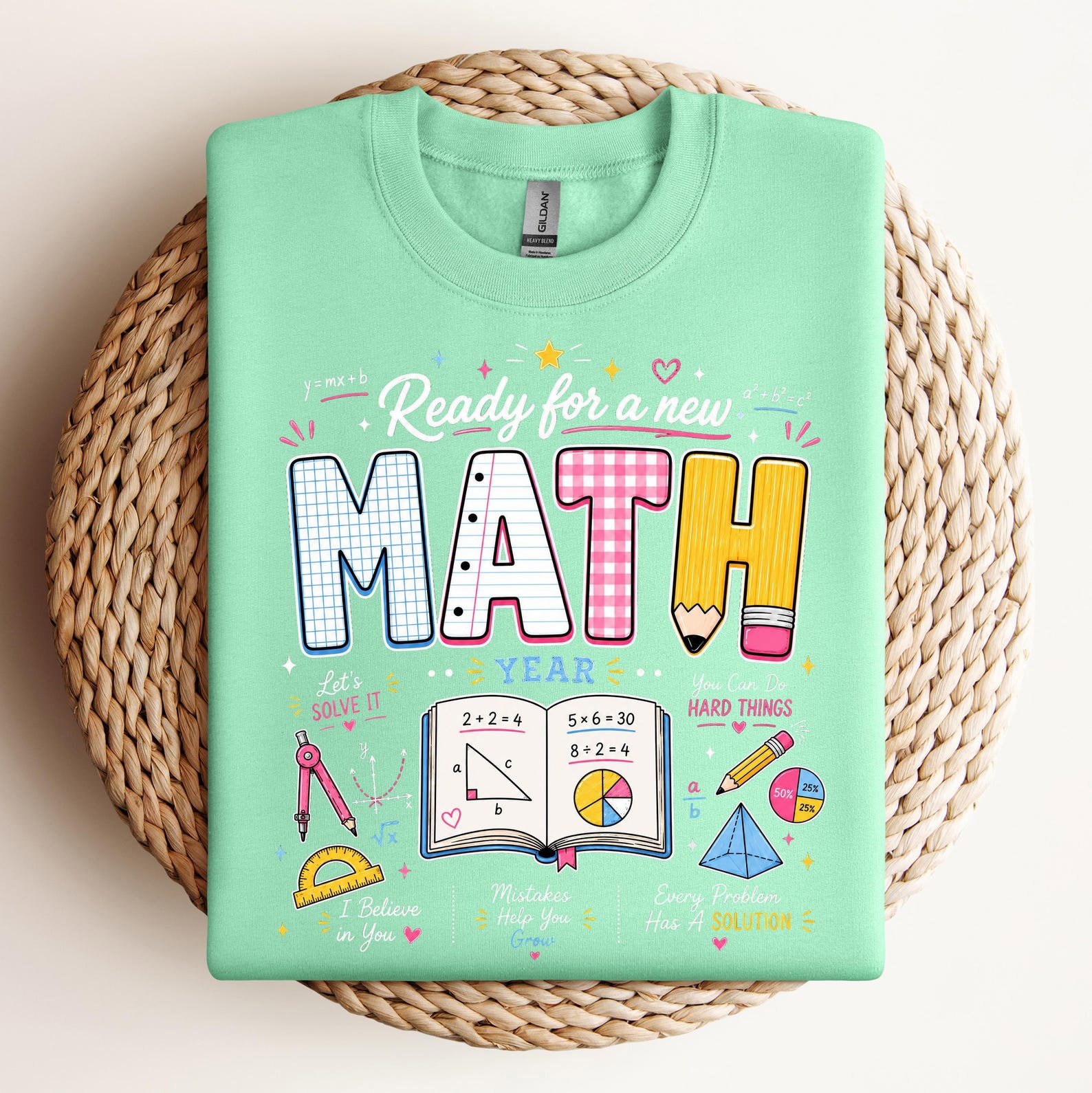 Math Teacher Sweatshirt, Algebra Equations And School Supplies Graphic Tees For Classroom Educators 8