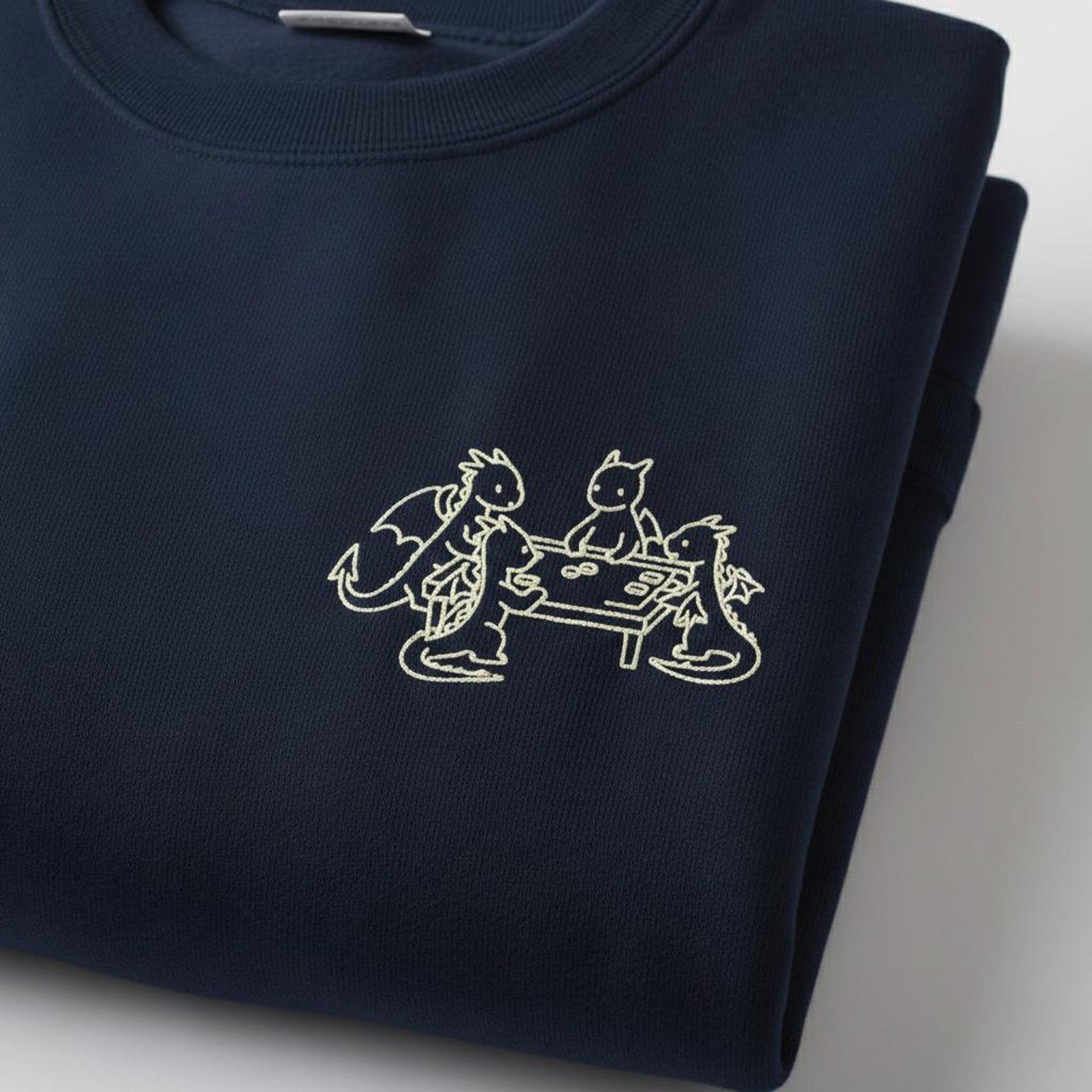 Embroidered DnD Sweatshirt, Dungeon Master Gamer Gift, Funny Houses & Humans Dragons Parody Sweater 1