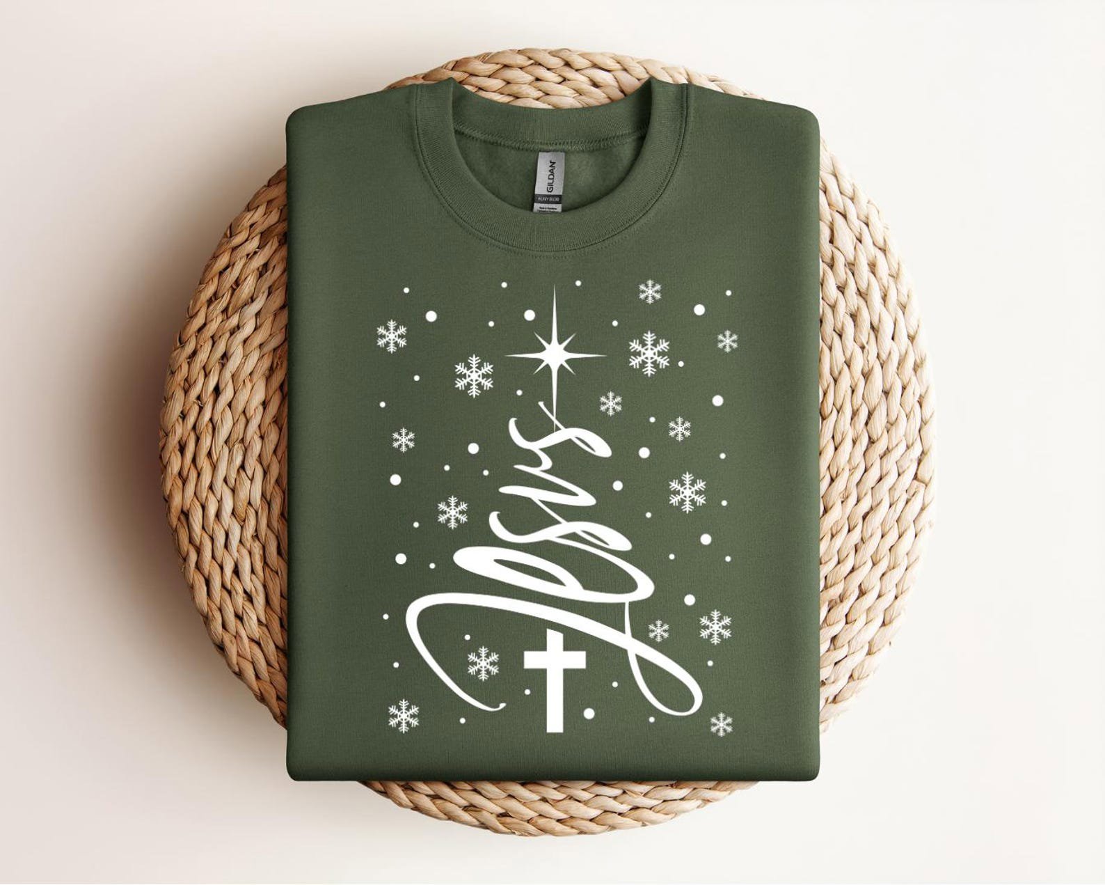 Jesus Christmas Sweatshirt • Christian Winter Sweater • Faith Cross Snowflake Shirt • Religious Holiday Gift • Cozy Christian Apparel 2