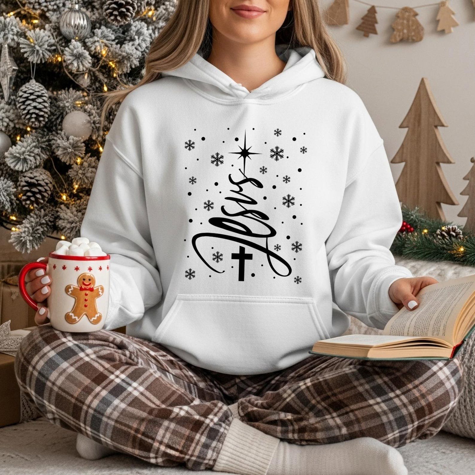 Jesus Christmas Sweatshirt • Christian Winter Sweater • Faith Cross Snowflake Shirt • Religious Holiday Gift • Cozy Christian Apparel 4