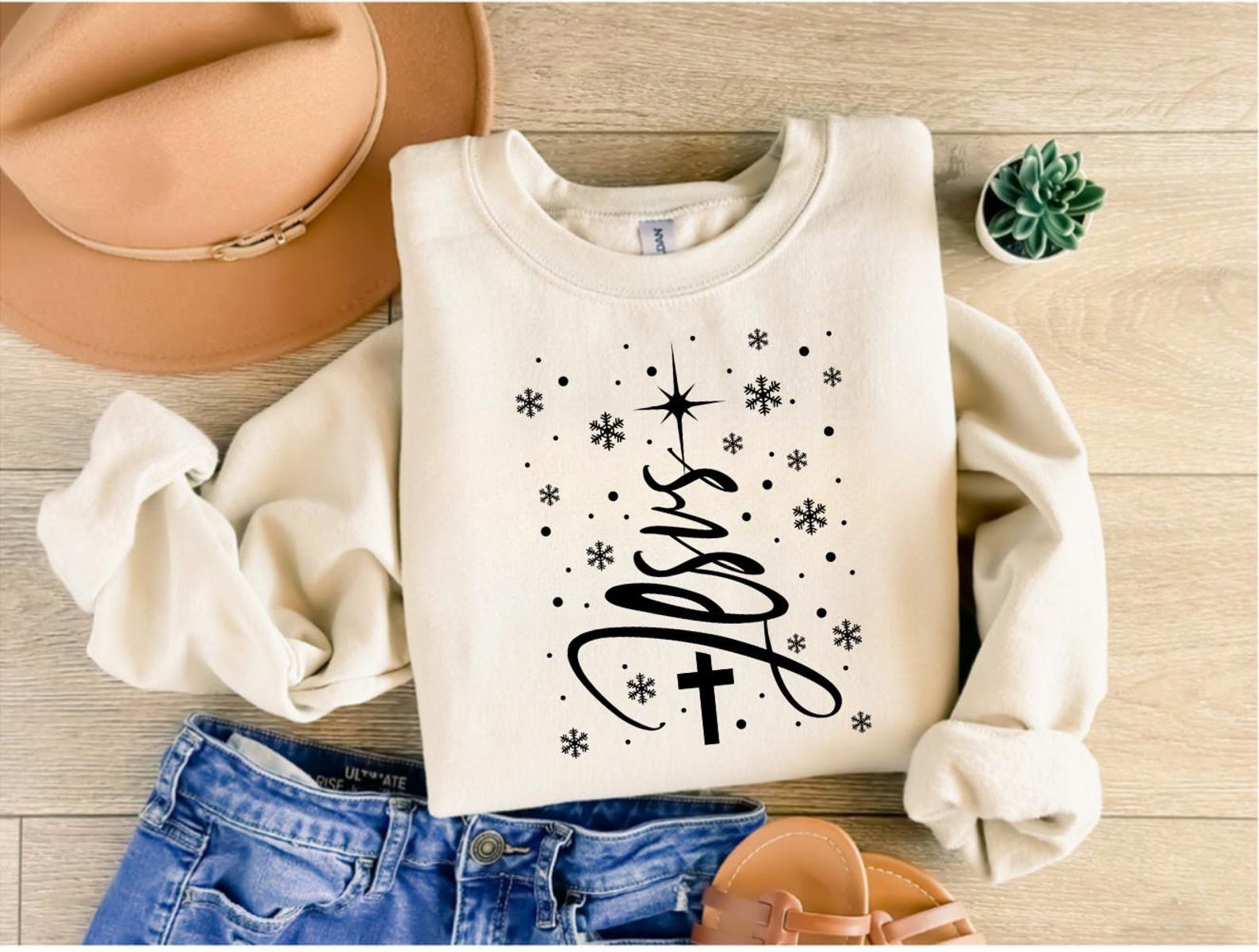 Jesus Christmas Sweatshirt • Christian Winter Sweater • Faith Cross Snowflake Shirt • Religious Holiday Gift • Cozy Christian Apparel 6
