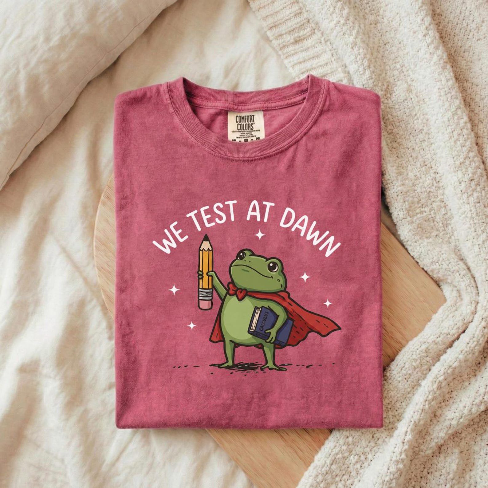 We Test At Dawn TShirt, Back to School Gift, Teacher Student Humor T-Shirt, Funny Student Frog Shirt, Cute School Shirt 6