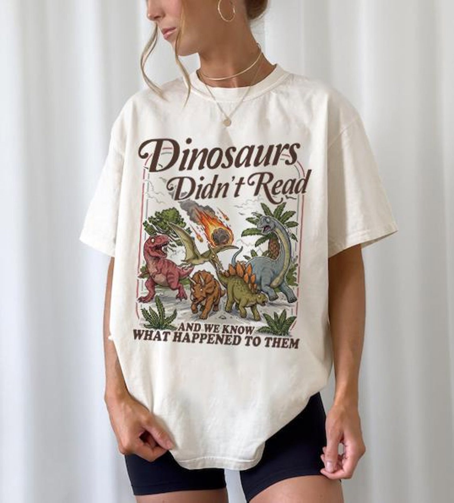 Funny Teacher Shirt Dinosaurs Didn’t Read Tee, Reading Teacher Shirt, Librarian Gift, Classroom Humor Tee 5
