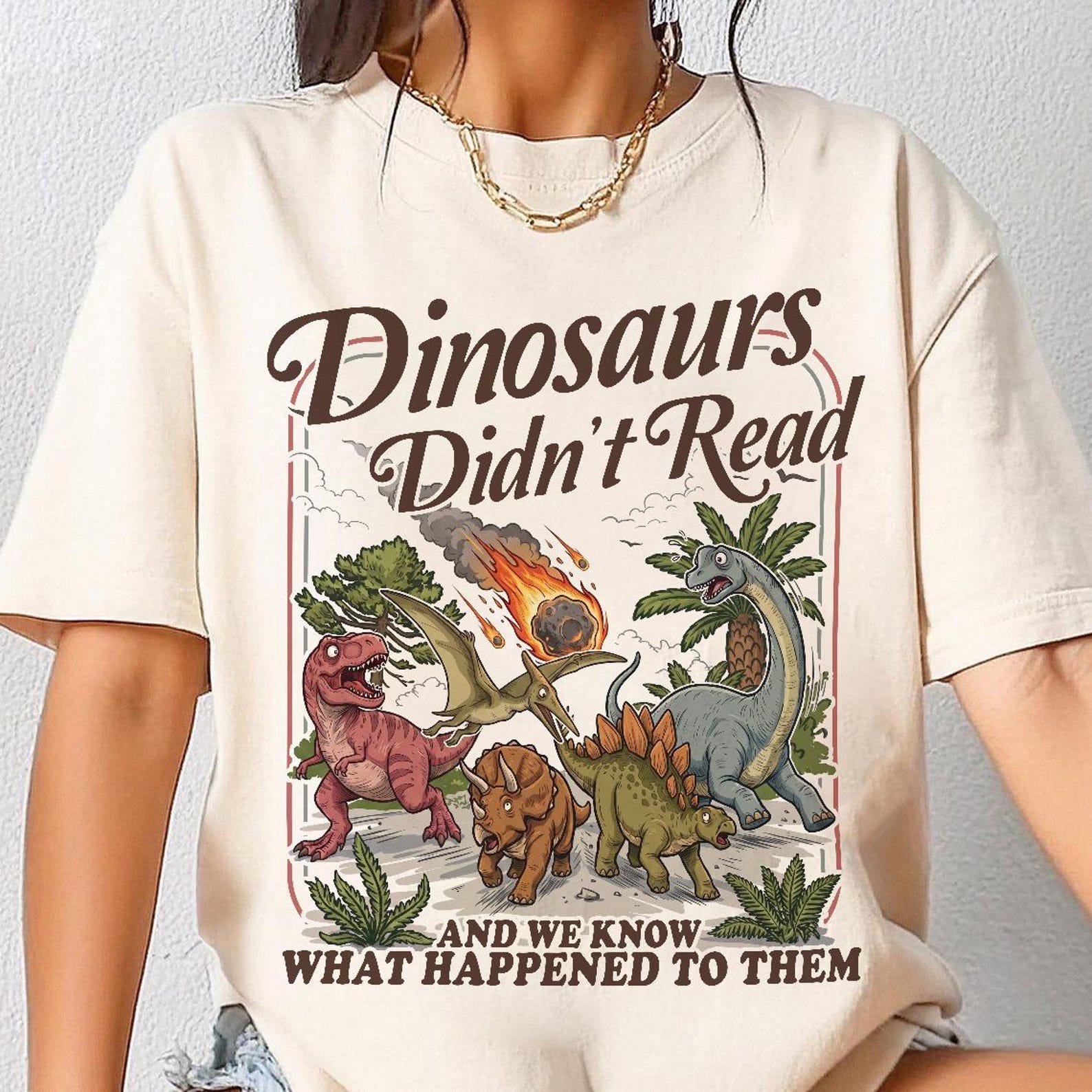 Funny Teacher Shirt Dinosaurs Didn’t Read Tee, Reading Teacher Shirt, Librarian Gift, Classroom Humor Tee 6