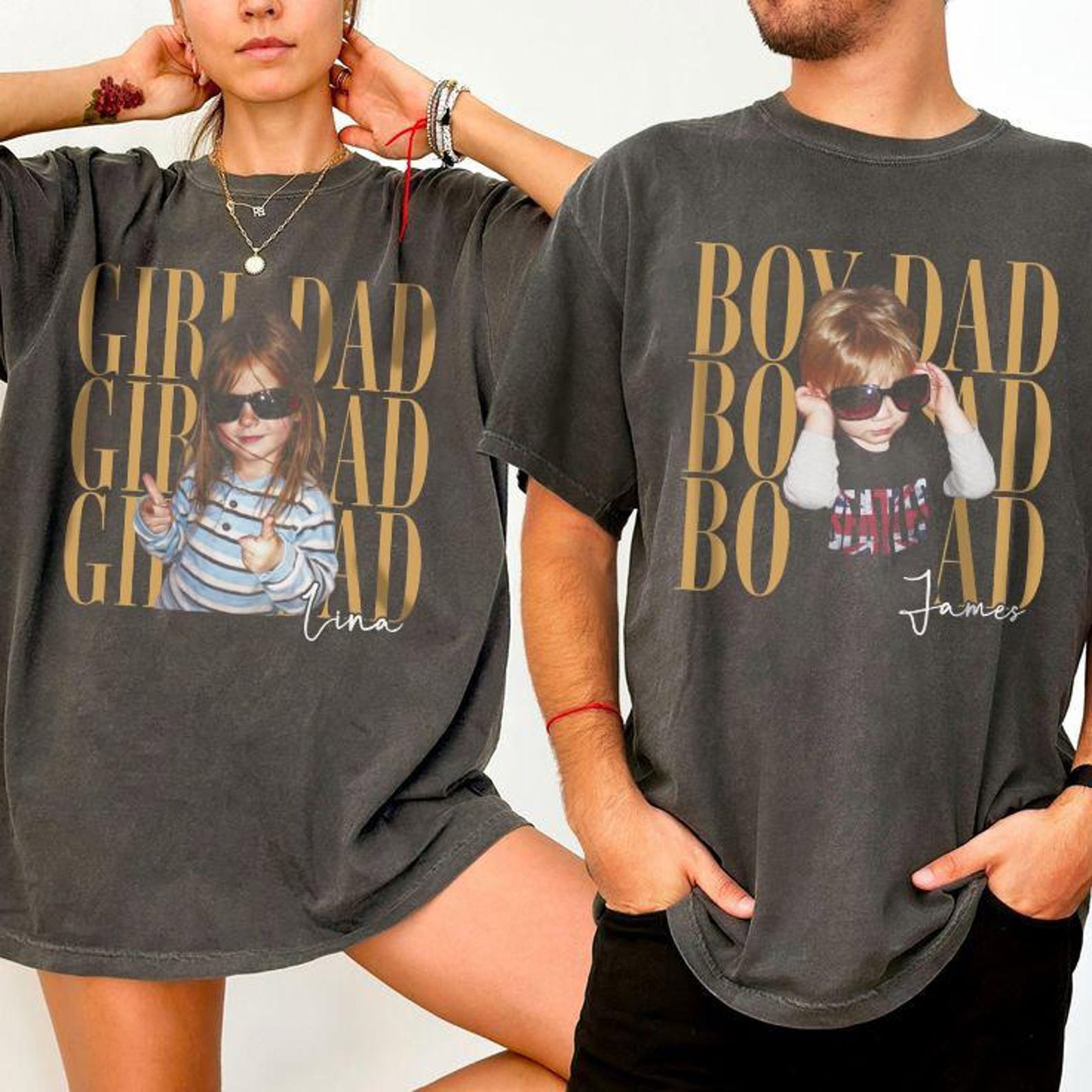 Custom Girl Dad Photo Shirt, Personalized Dad Daughter Tee, Vintage Picture Shirt, Father’s Day Gift for Dad 2