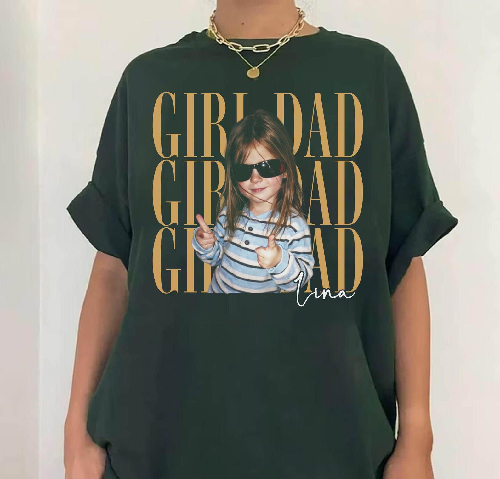 Custom Girl Dad Photo Shirt, Personalized Dad Daughter Tee, Vintage Picture Shirt, Father’s Day Gift for Dad 4