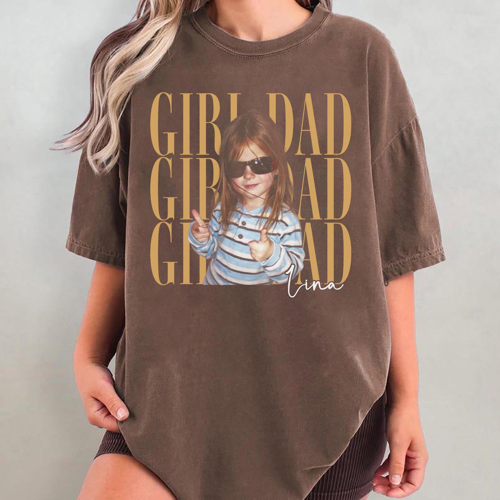 Custom Girl Dad Photo Shirt, Personalized Dad Daughter Tee, Vintage Picture Shirt, Father’s Day Gift for Dad 5