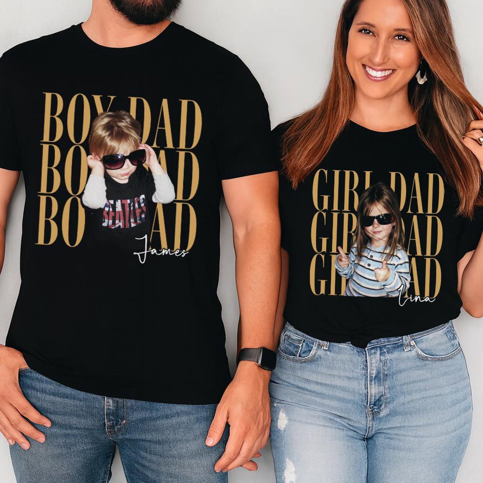 Custom Girl Dad Photo Shirt, Personalized Dad Daughter Tee, Vintage Picture Shirt, Father’s Day Gift for Dad 6