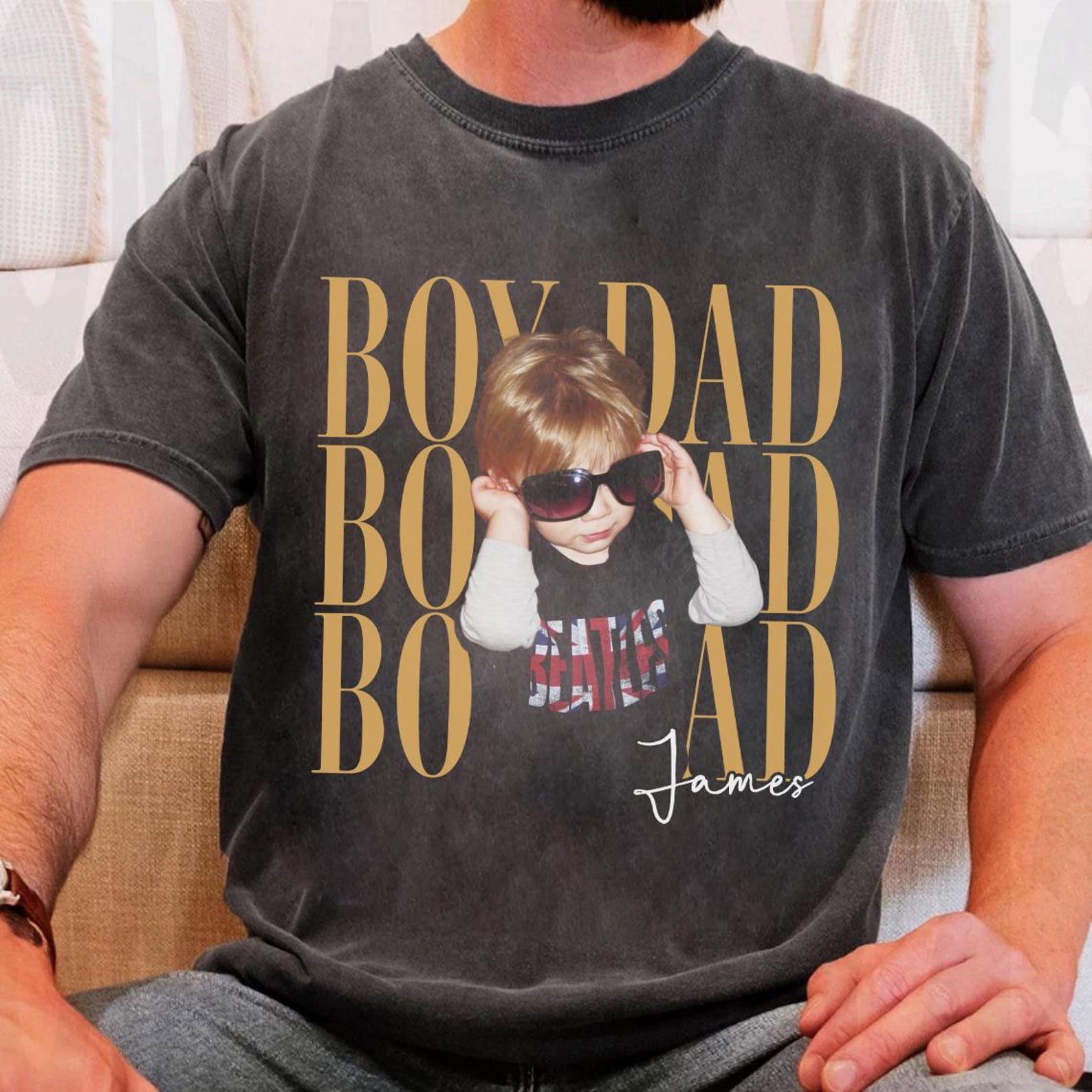 Custom Girl Dad Photo Shirt, Personalized Dad Daughter Tee, Vintage Picture Shirt, Father’s Day Gift for Dad 7
