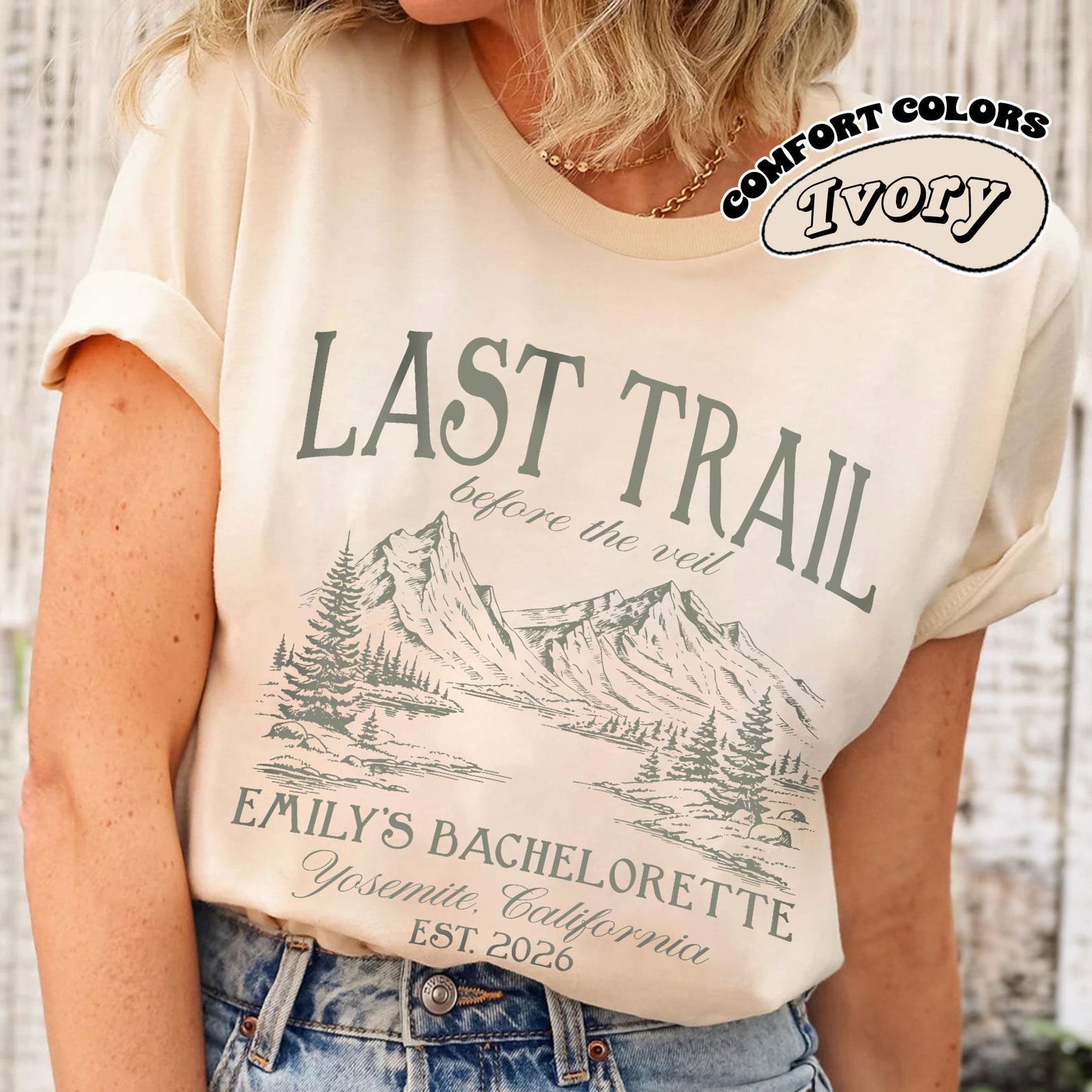 Last Trail Before the Veil Shirt, Hiking Bachelorette Tee, Mountain Bride Tshirt, Camp Bride Shirt, Outdoor Bridal Party Tee 4