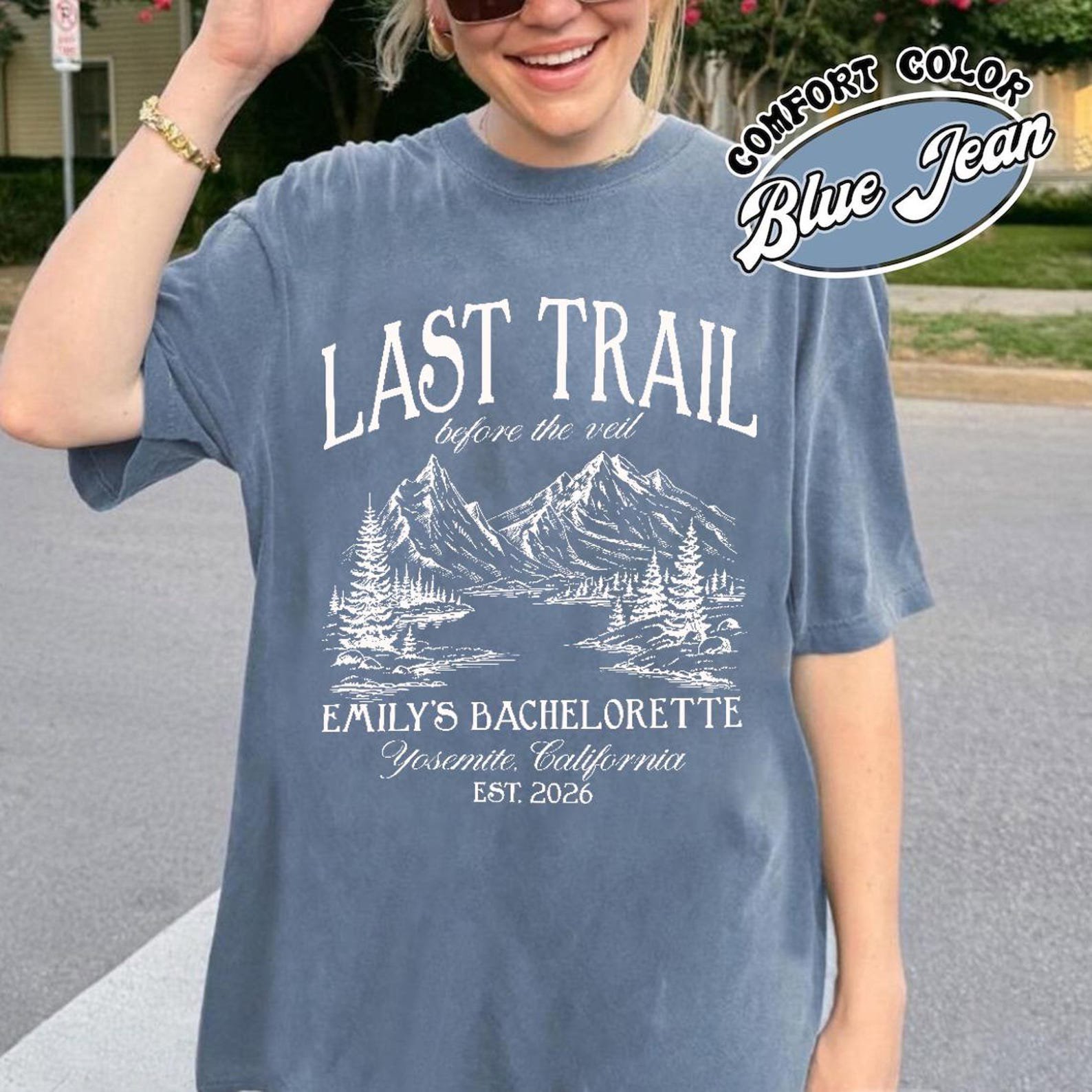 Last Trail Before the Veil Shirt, Hiking Bachelorette Tee, Mountain Bride Tshirt, Camp Bride Shirt, Outdoor Bridal Party Tee 5