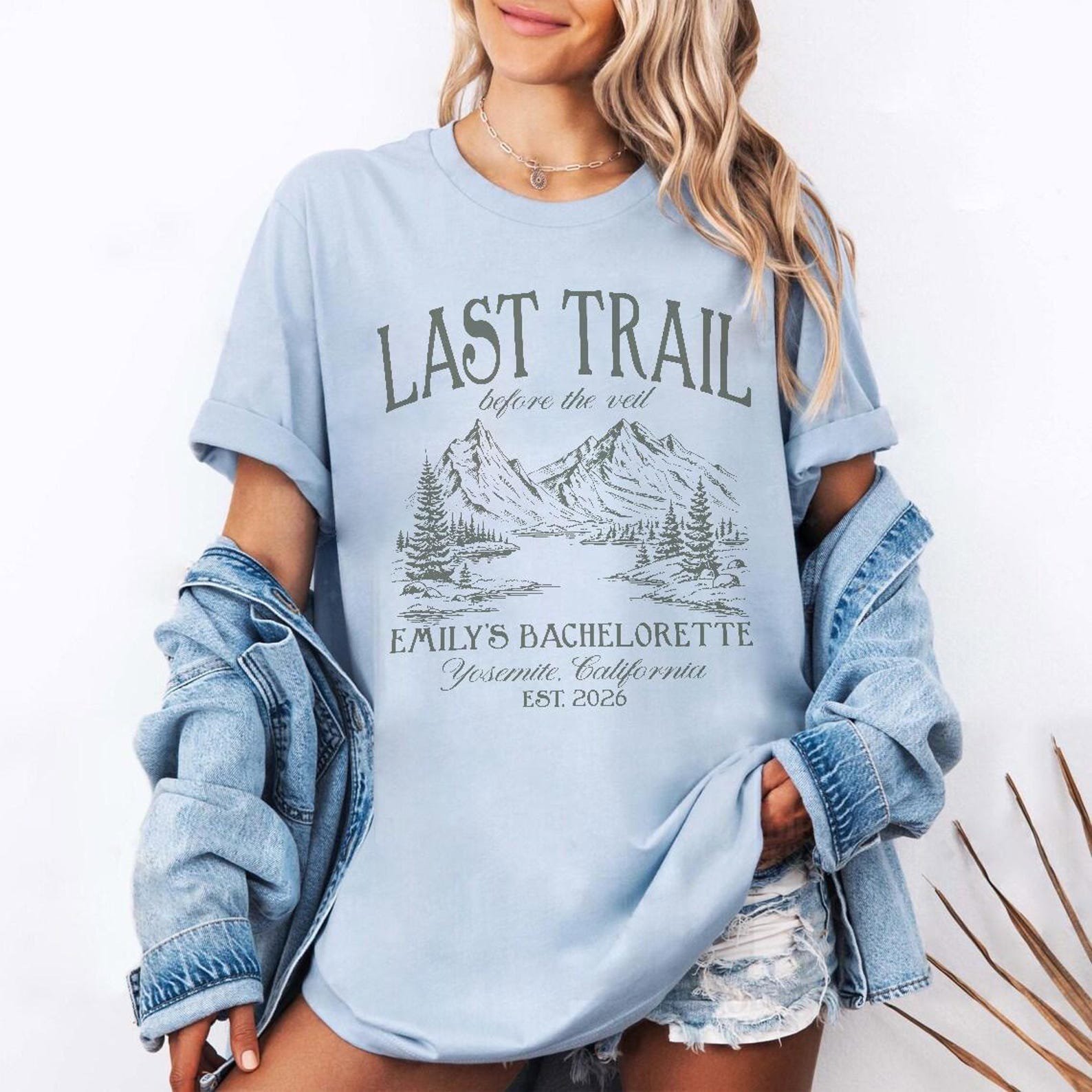 Last Trail Before the Veil Shirt, Hiking Bachelorette Tee, Mountain Bride Tshirt, Camp Bride Shirt, Outdoor Bridal Party Tee 6
