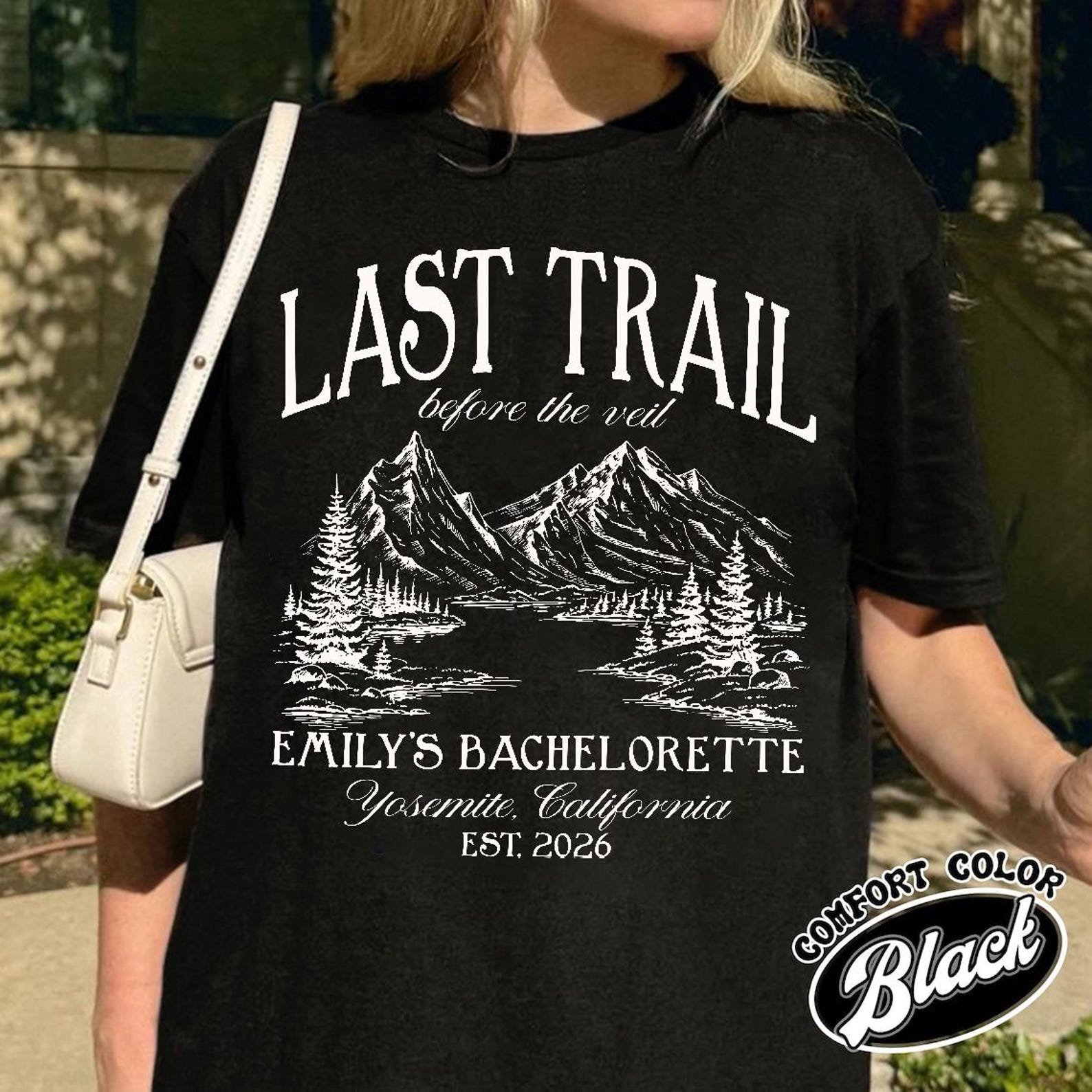 Last Trail Before the Veil Shirt, Hiking Bachelorette Tee, Mountain Bride Tshirt, Camp Bride Shirt, Outdoor Bridal Party Tee 9