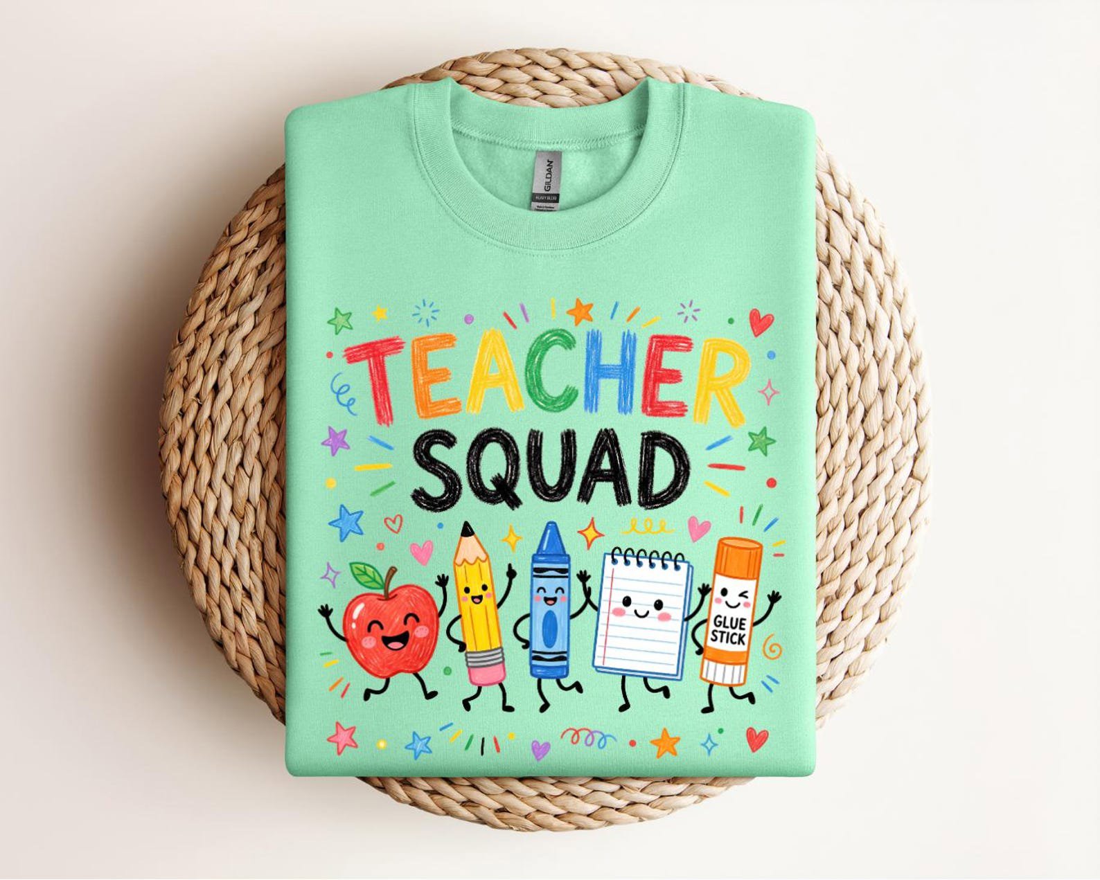 Cute Teacher Squad Shirts, Matching School Staff Tees, Colorful Back to School Outfits, First Day Team Apparel 6