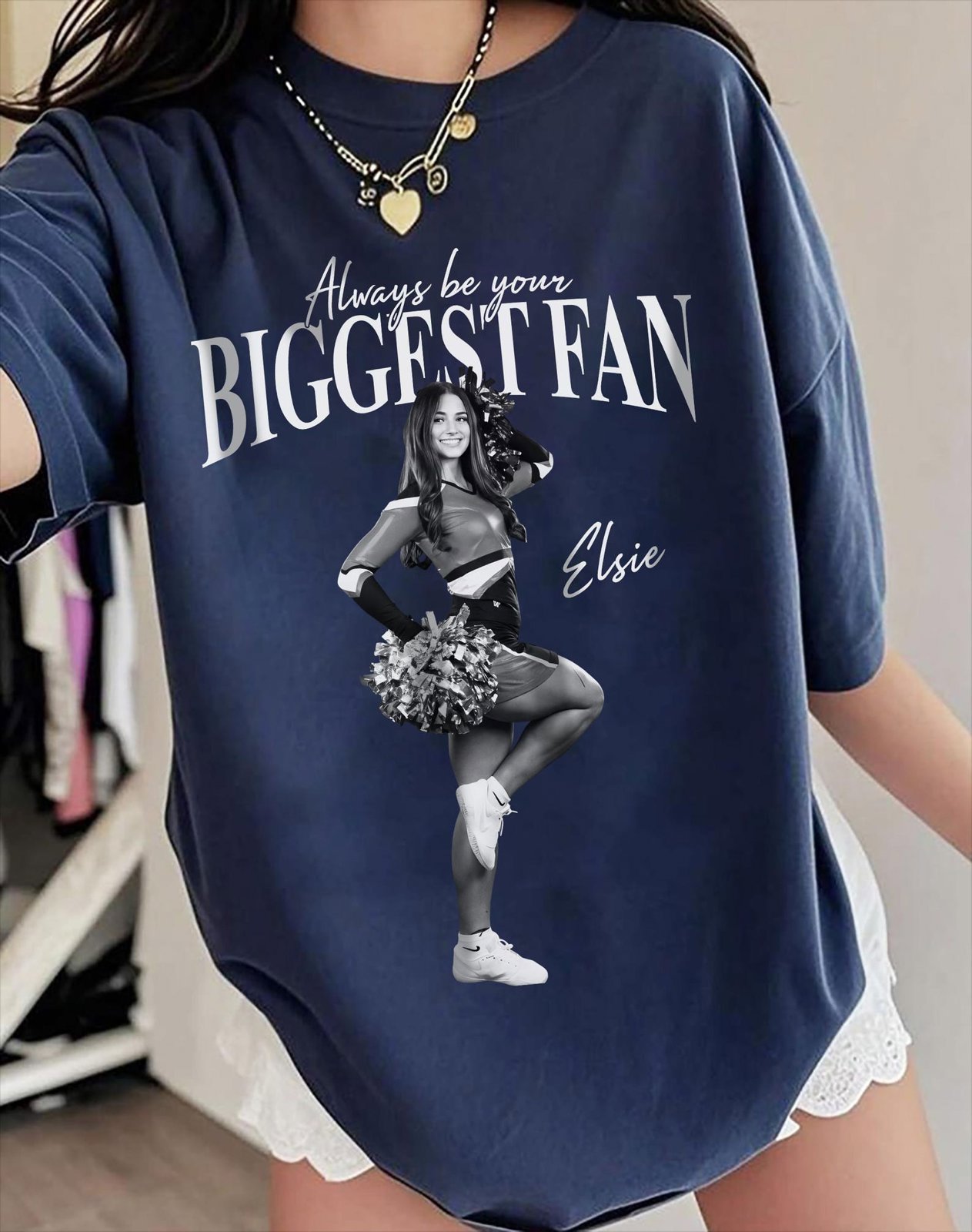 I’ll Always Be Your Biggest Fan Shirt, Custom Sports Mom Tee, Personalized Player Photo Tshirt, Football Baseball Mom Shirt 3