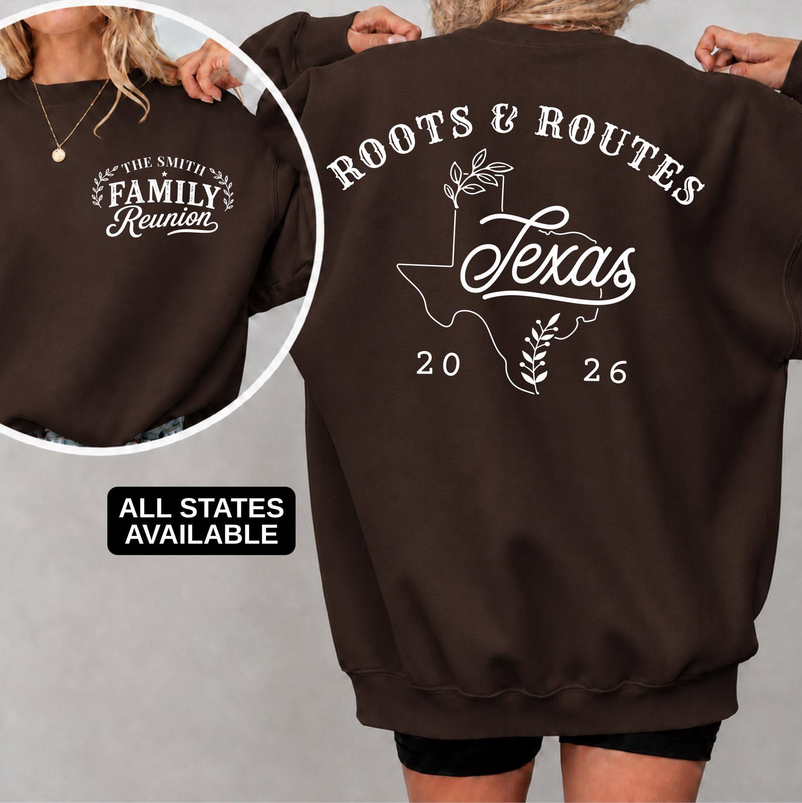 Custom Family Reunion Sweatshirt, Personalized State Roots Routes Matching Group Vacation Outfir 3