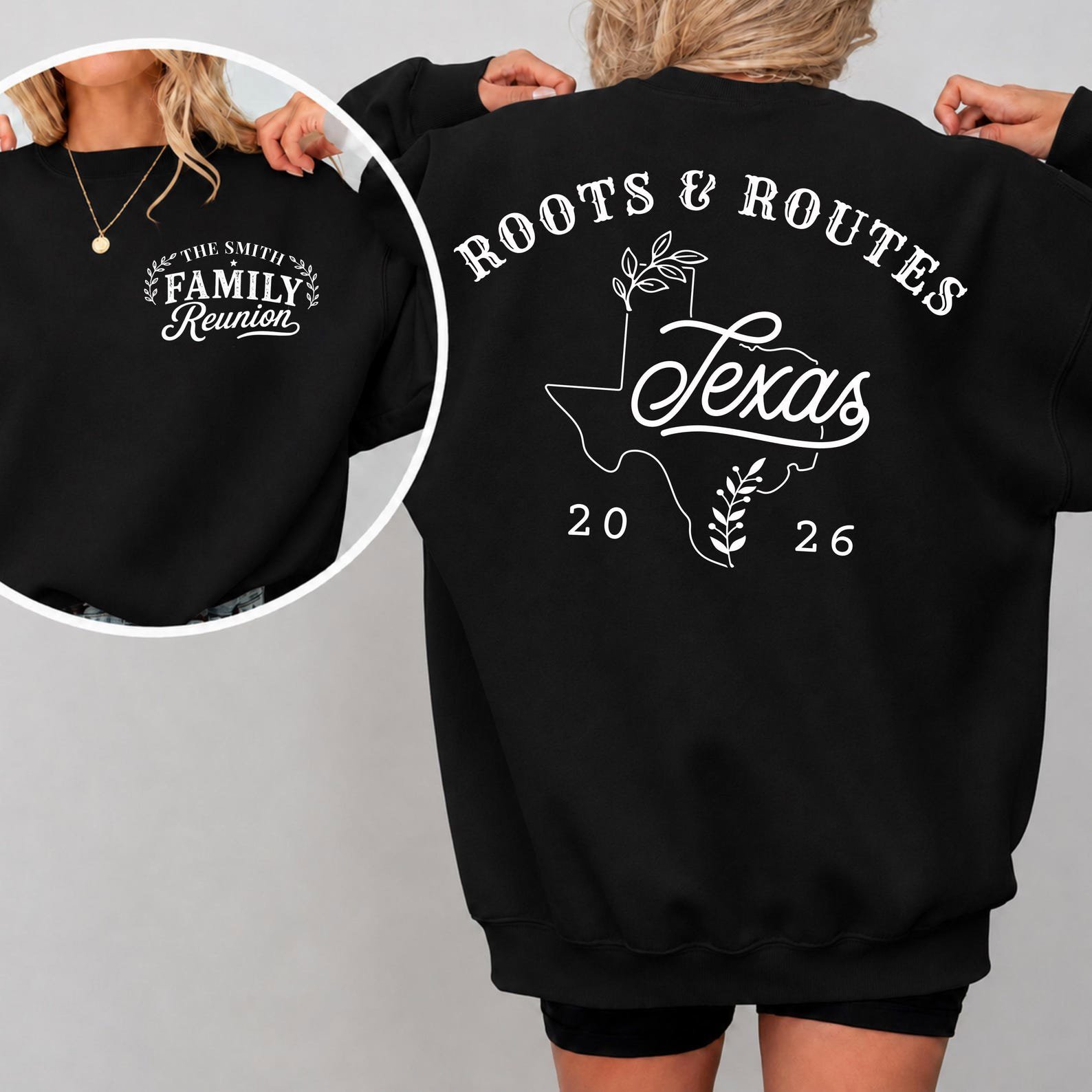 Custom Family Reunion Sweatshirt, Personalized State Roots Routes Matching Group Vacation Outfir 5