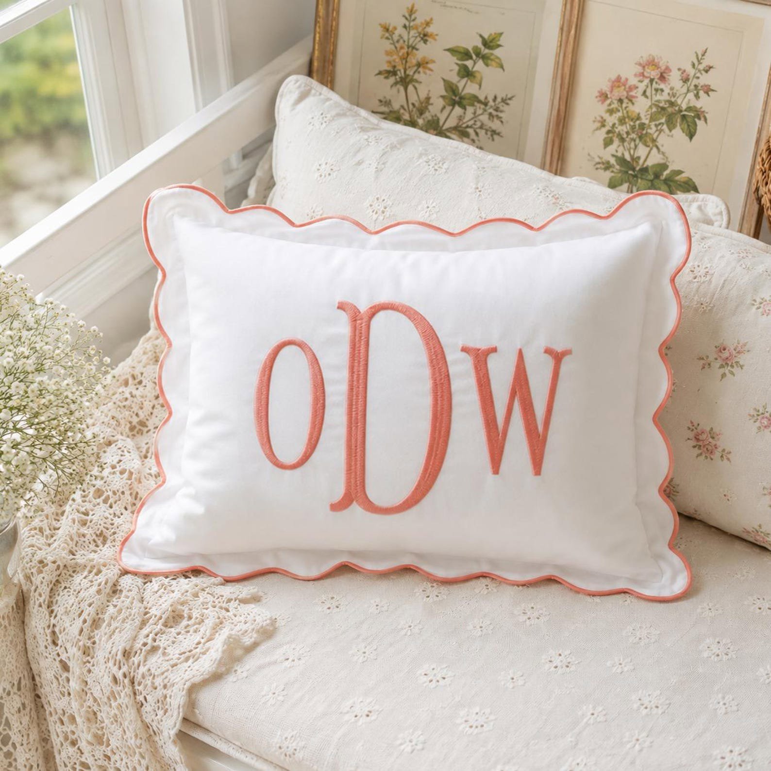 Custom Text Embroidered Pillow Cover, Custom Monogram Pillow Cover, Nursery Decor Cushion, Baby Room Pillow, Preppy Home Decor Gift 7