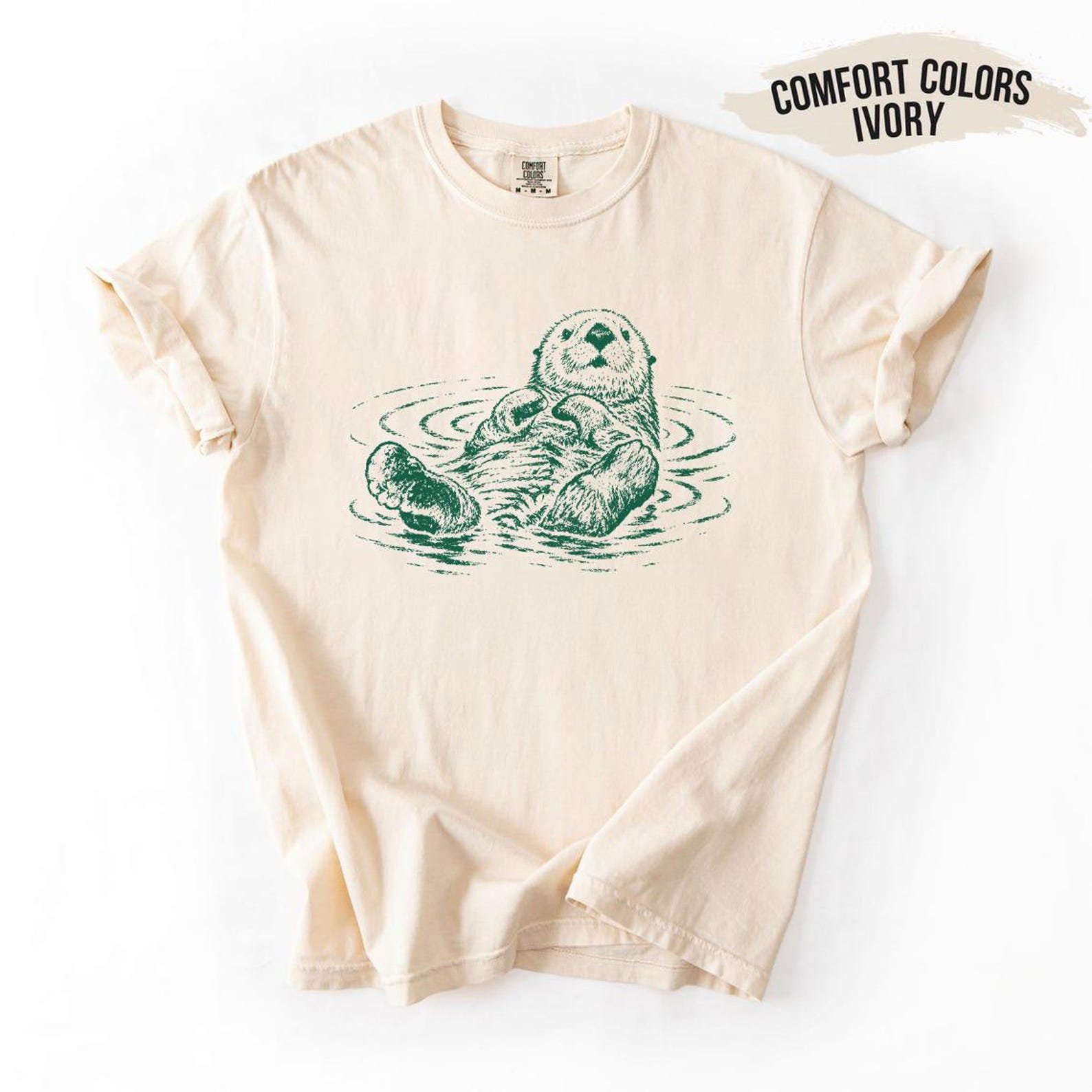 Sea Otter Lover Gift Shirt, Floating Animal Tee, Comfort Colors Bay Otter Present, Cute Wildlife Fan Apparel 1