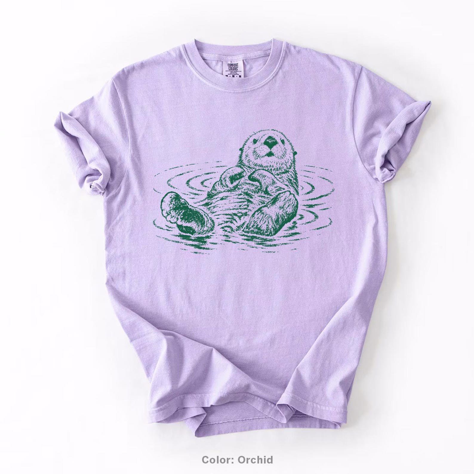 Sea Otter Lover Gift Shirt, Floating Animal Tee, Comfort Colors Bay Otter Present, Cute Wildlife Fan Apparel 3