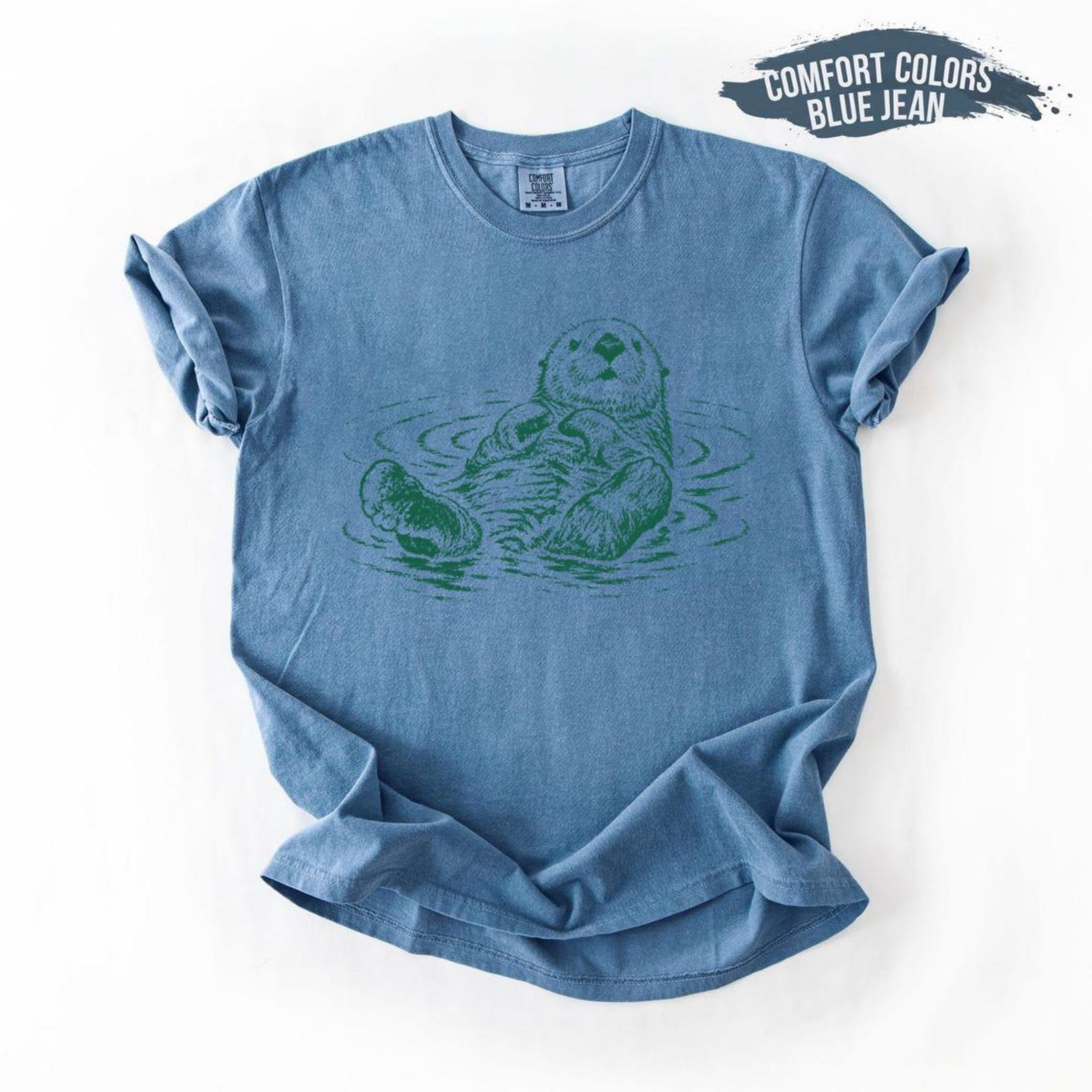 Sea Otter Lover Gift Shirt, Floating Animal Tee, Comfort Colors Bay Otter Present, Cute Wildlife Fan Apparel 4
