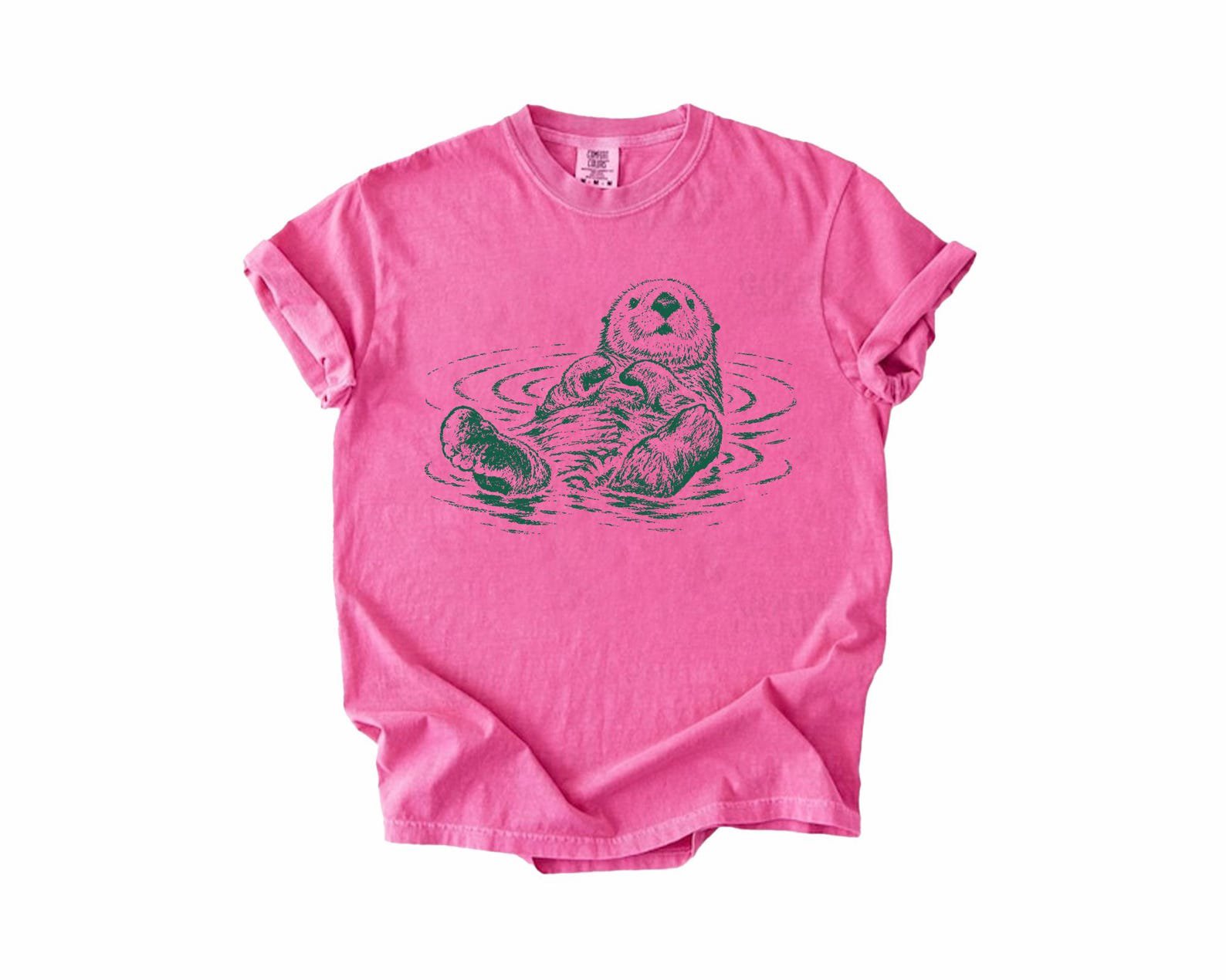 Sea Otter Lover Gift Shirt, Floating Animal Tee, Comfort Colors Bay Otter Present, Cute Wildlife Fan Apparel 6