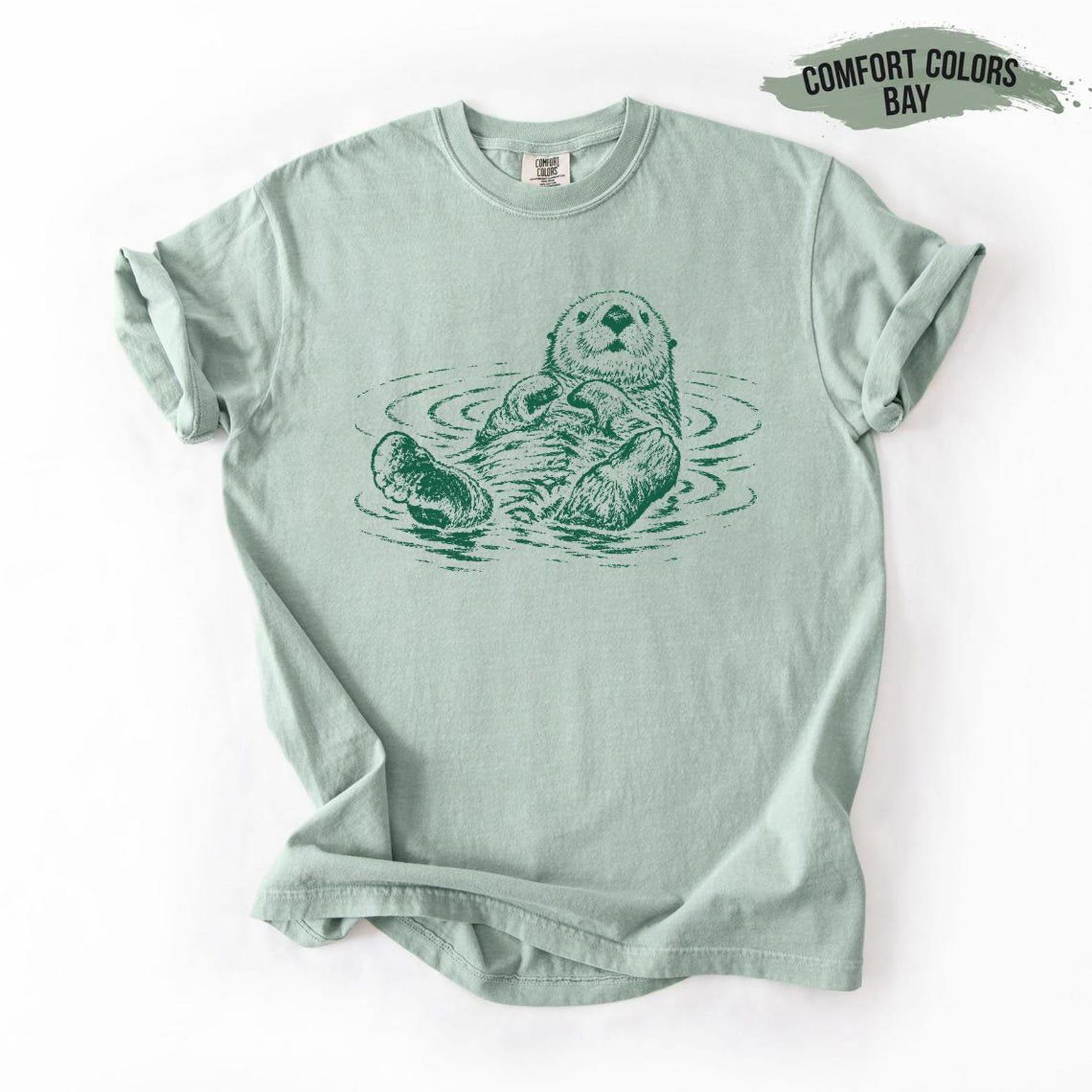 Sea Otter Lover Gift Shirt, Floating Animal Tee, Comfort Colors Bay Otter Present, Cute Wildlife Fan Apparel 7