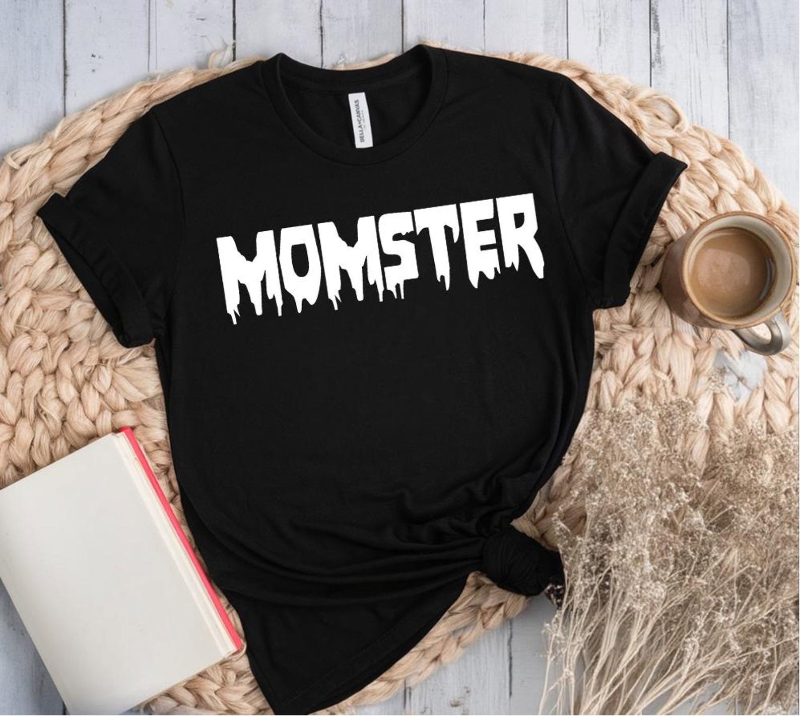 Funny Momster Halloween Sweatshirt, Spooky Dripping Font Graphic Shirt For Mothers, New Mom Outfit 3