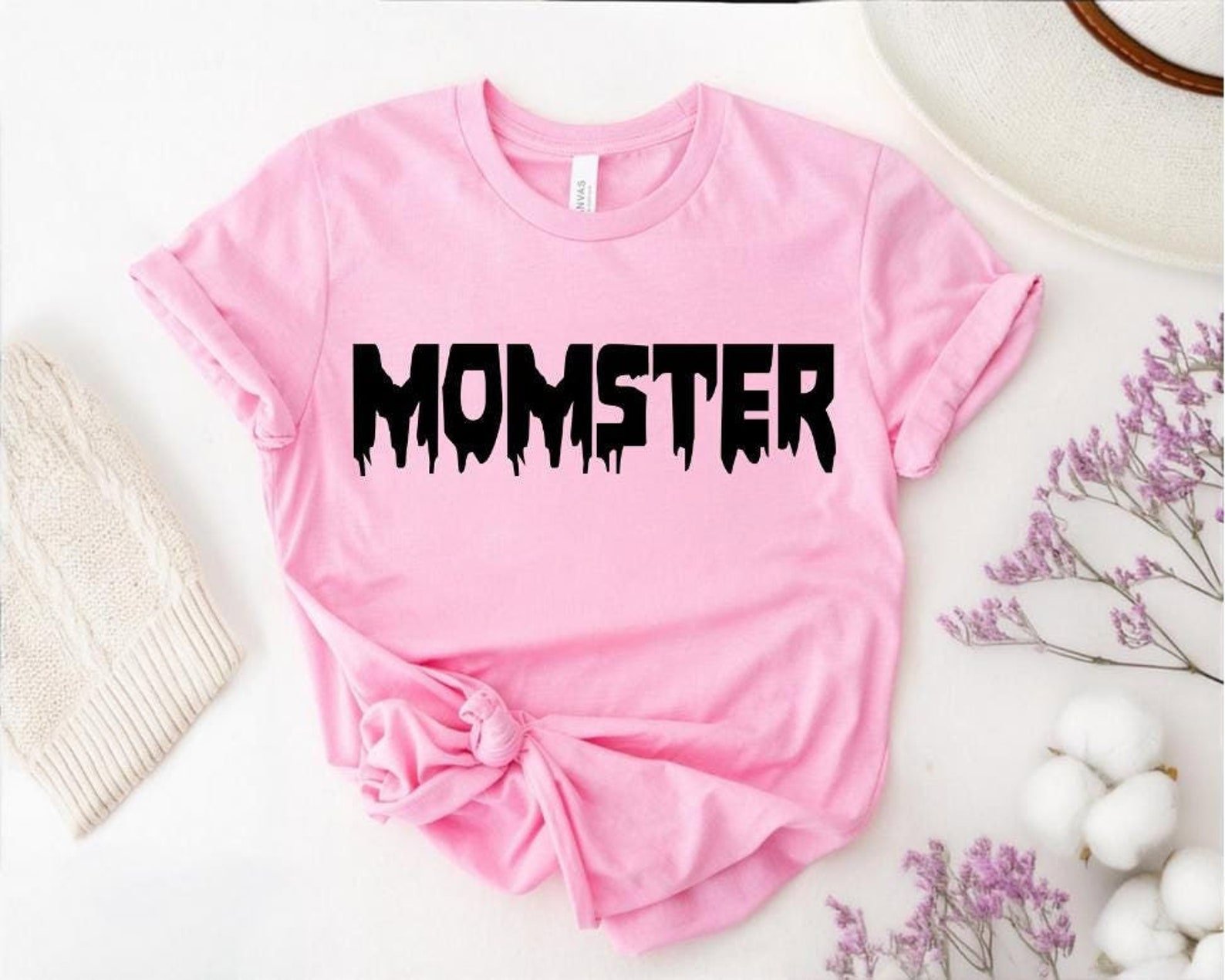 Funny Momster Halloween Sweatshirt, Spooky Dripping Font Graphic Shirt For Mothers, New Mom Outfit 6