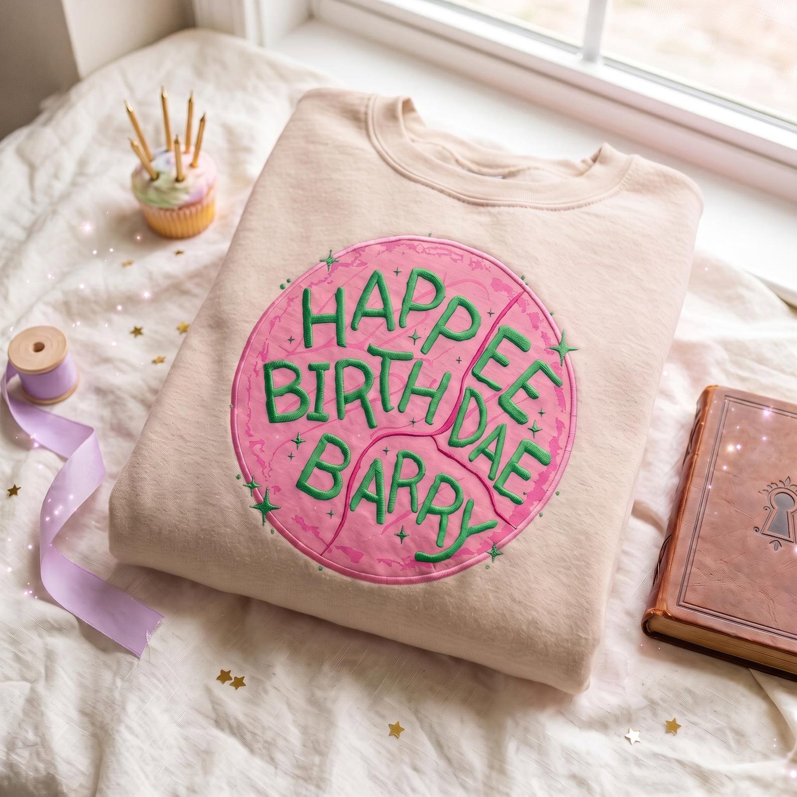 Custom Birthday Cake Embroidered Shirt for Wizard Fans, Happee Birthdae Sweatshirt, Magical Cake Hoodie, Gift For Book Lover 1