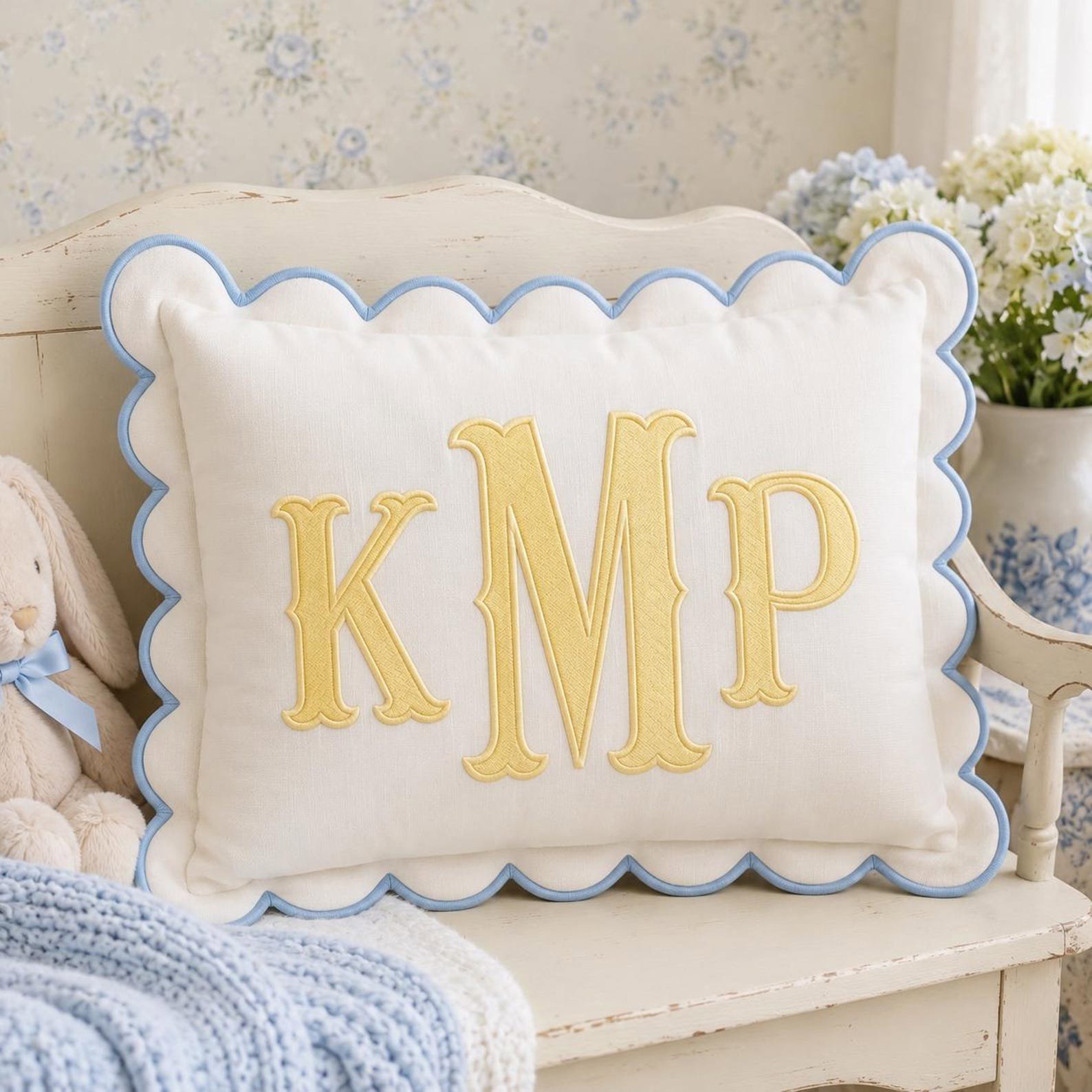 Custom Name Nursery Decor Cushion, Custom Embroidered Monogram Pillowcases, Baby Room Decor, Dorm Room Name Pillow, Slumber Party Gift 1