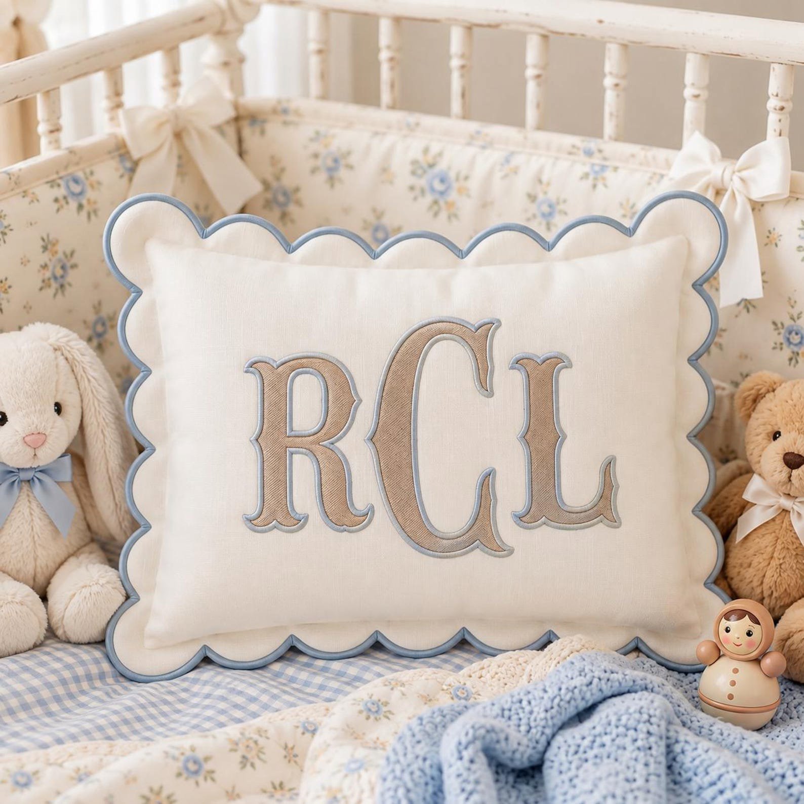 Custom Name Nursery Decor Cushion, Custom Embroidered Monogram Pillowcases, Baby Room Decor, Dorm Room Name Pillow, Slumber Party Gift 4