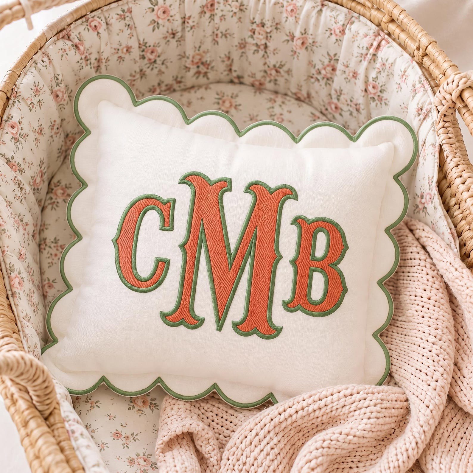 Custom Embroidered Monogram Pillowcases, Custom Name Nursery Decor Cushion, Baby Room Decor, Dorm Room Name Pillow, Slumber Party Gift 1