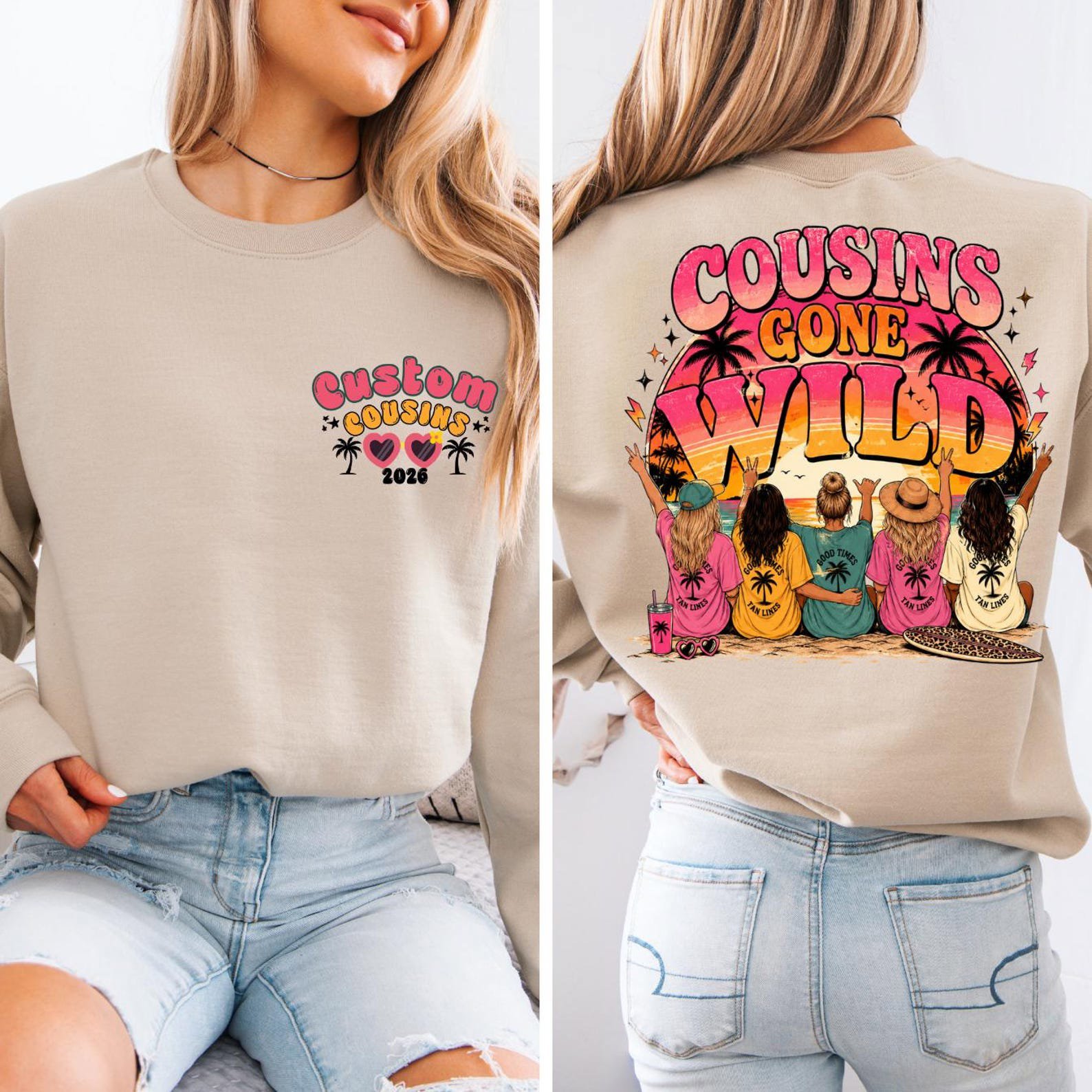 Custom Cousins Gone Wild Vacation Shirt, Girls Trip Beach Crew Tee 1