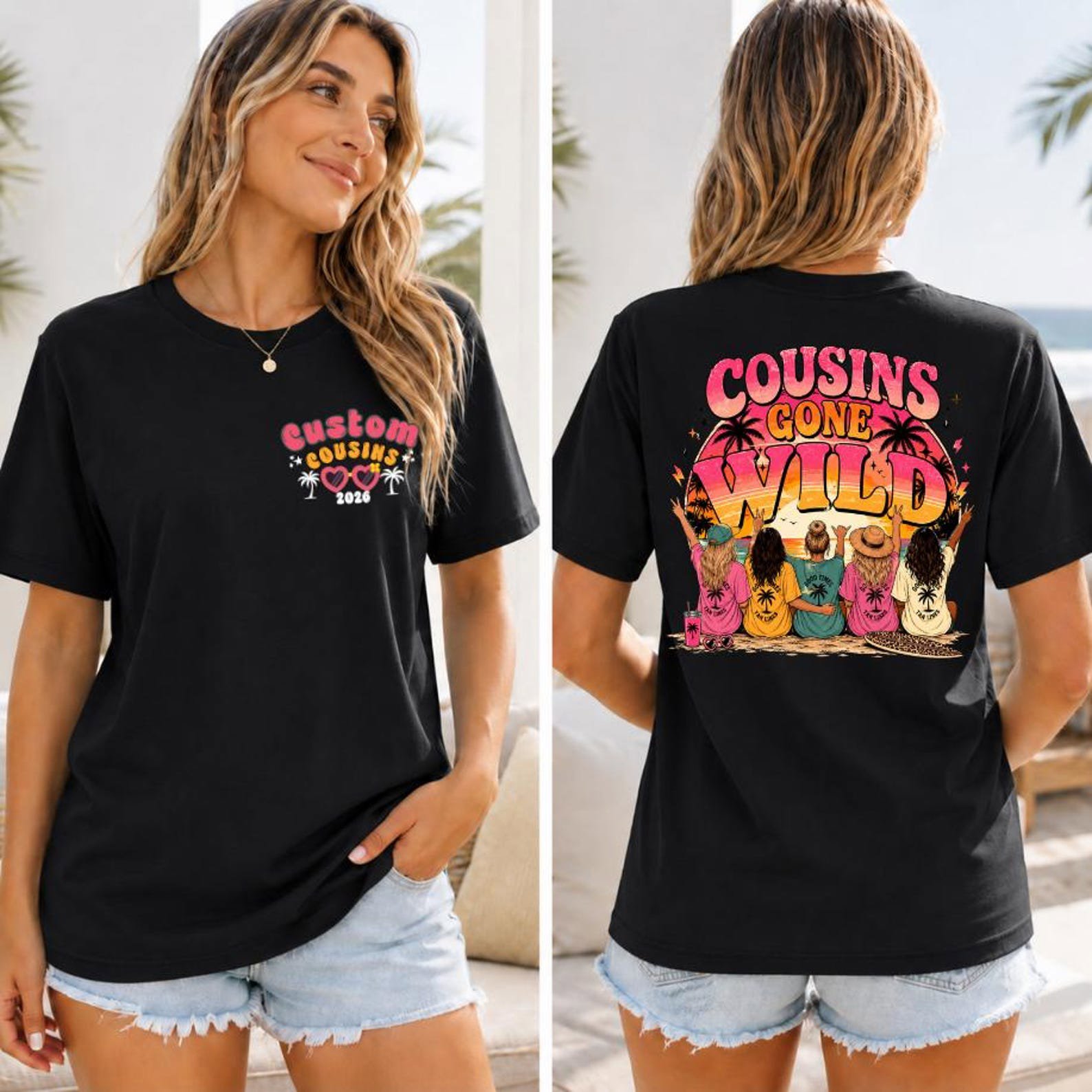 Custom Cousins Gone Wild Vacation Shirt, Girls Trip Beach Crew Tee 5