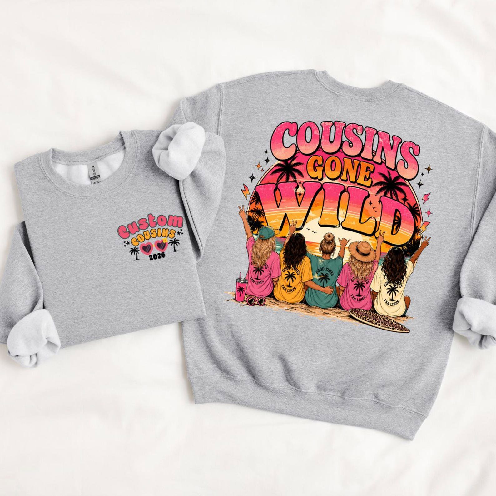 Custom Cousins Gone Wild Vacation Shirt, Girls Trip Beach Crew Tee 7