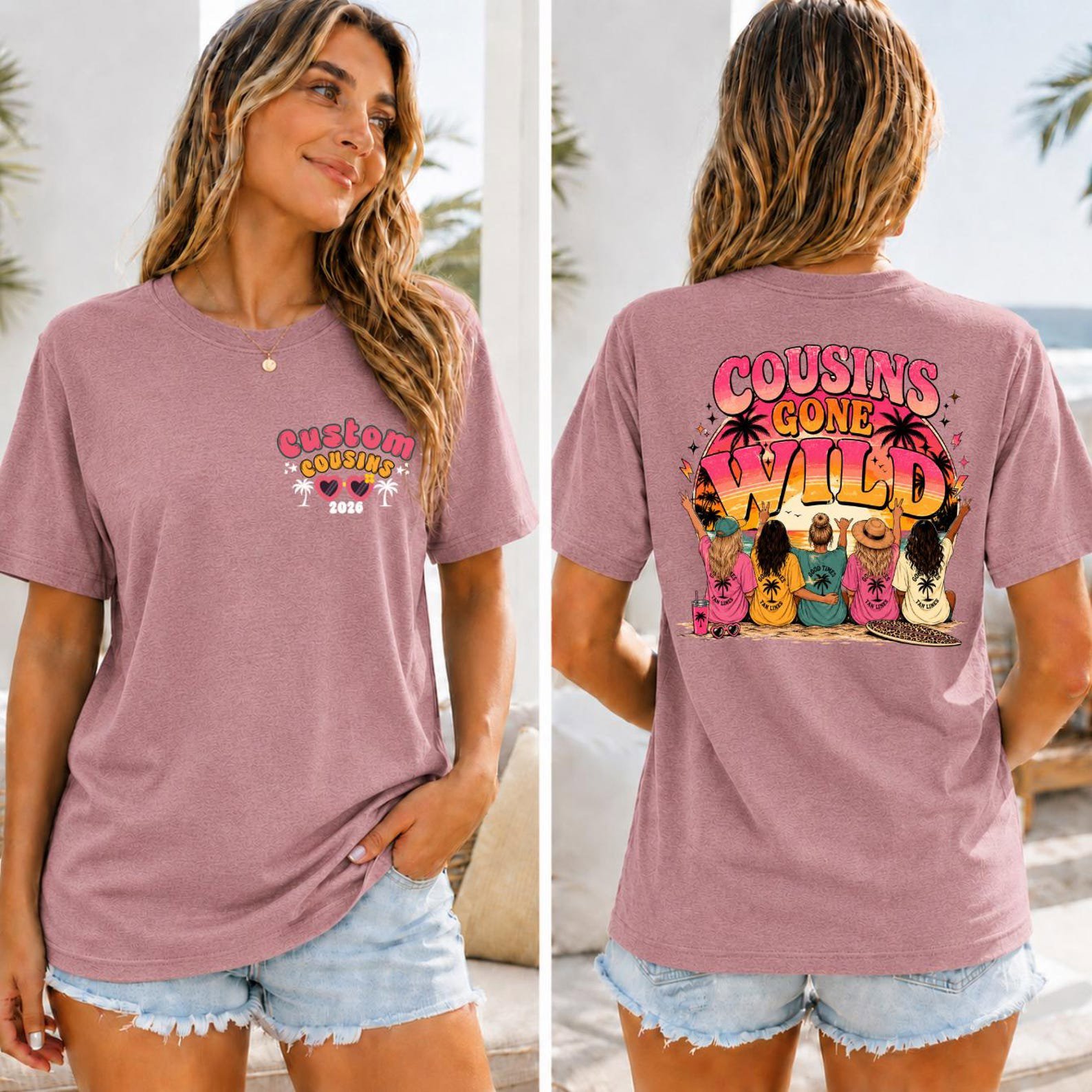 Custom Cousins Gone Wild Vacation Shirt, Girls Trip Beach Crew Tee 8
