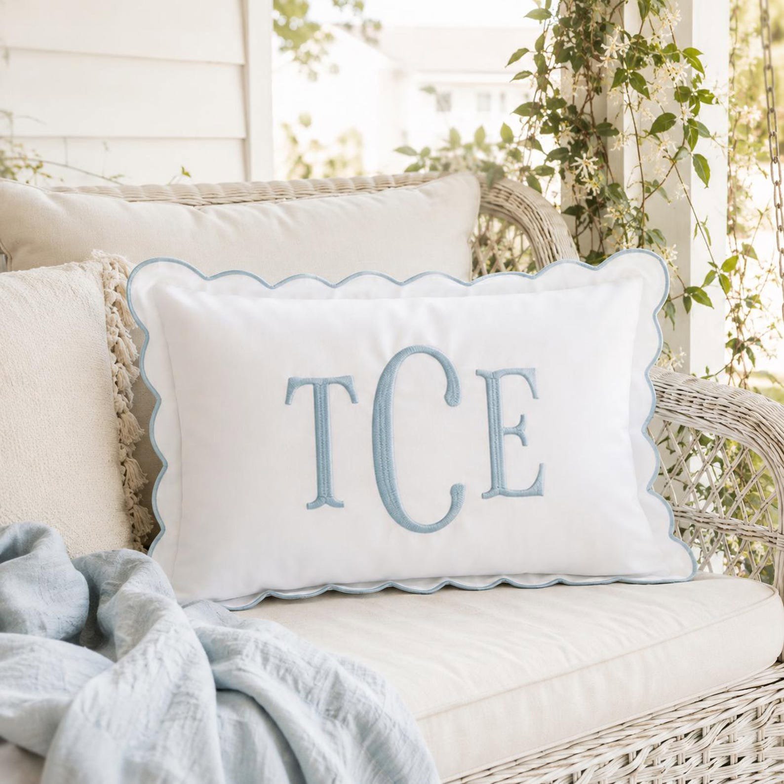Custom Monogram Pillow Cover, Nursery Decor Cushion, Custom Text Embroidered Pillow Cover, Baby Room Pillow, Preppy Home Decor Gift 3