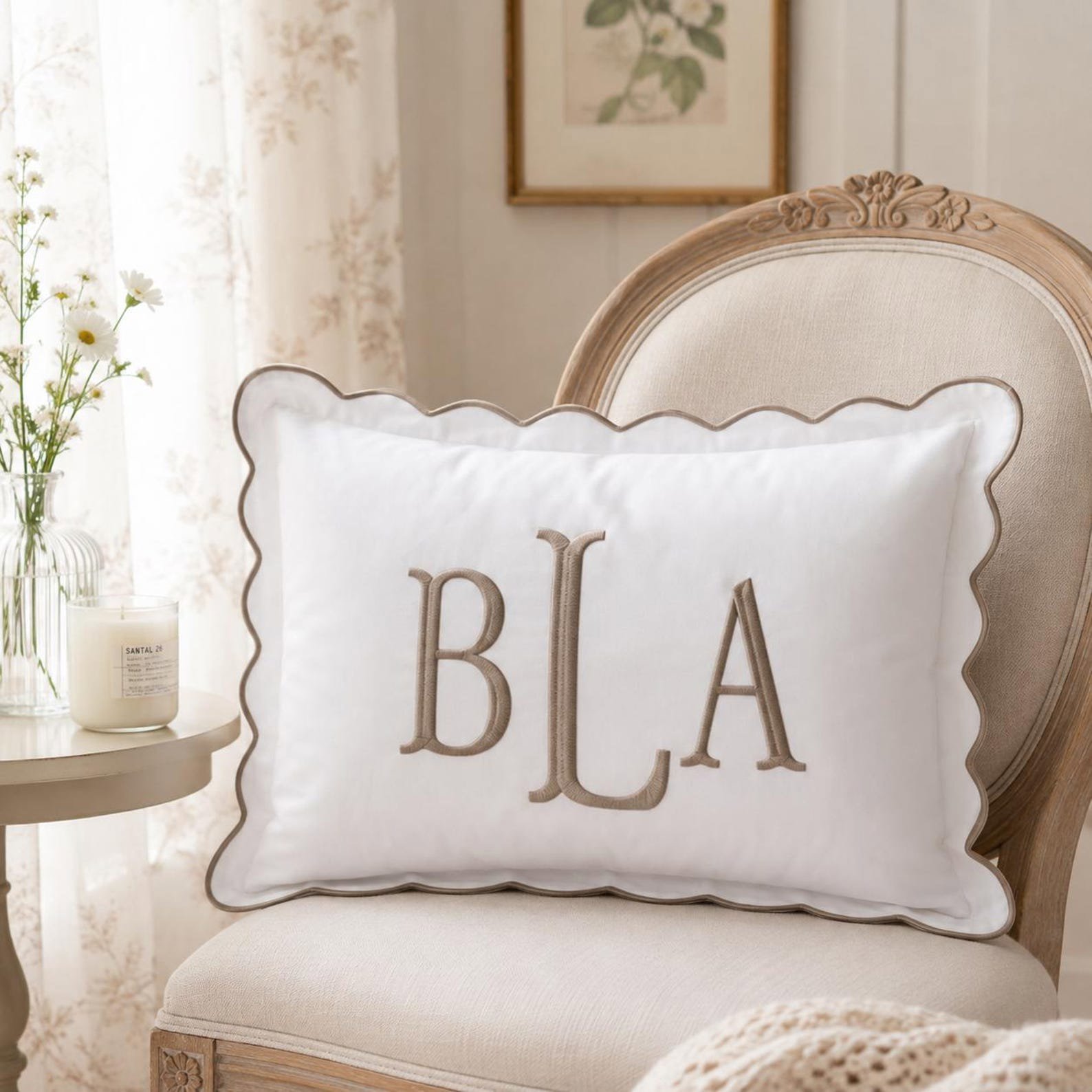 Custom Monogram Pillow Cover, Nursery Decor Cushion, Custom Text Embroidered Pillow Cover, Baby Room Pillow, Preppy Home Decor Gift 4