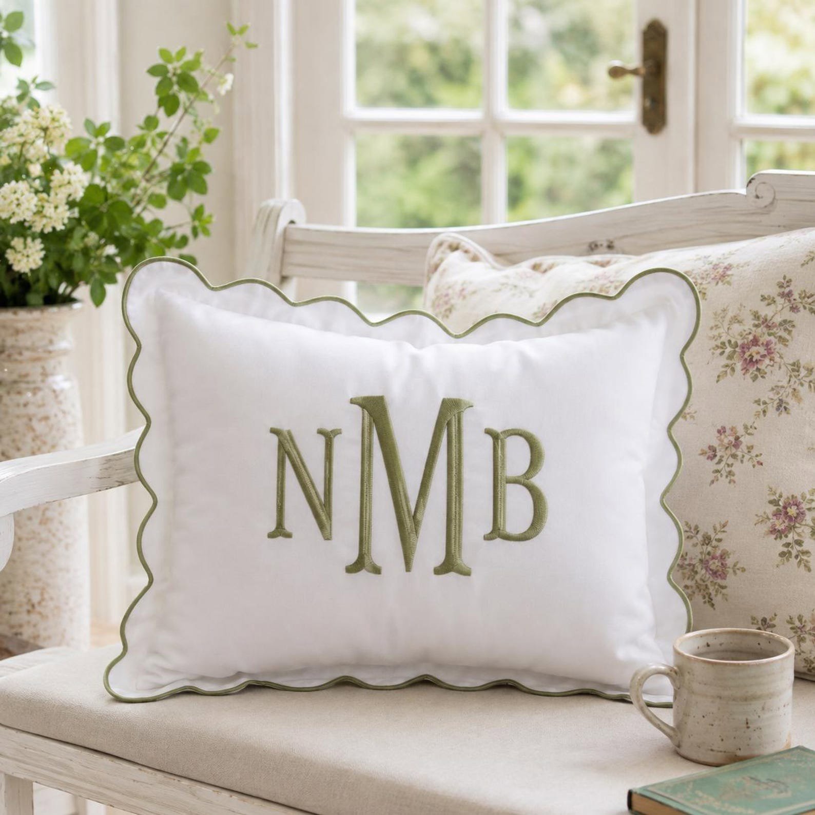 Custom Monogram Pillow Cover, Nursery Decor Cushion, Custom Text Embroidered Pillow Cover, Baby Room Pillow, Preppy Home Decor Gift 8