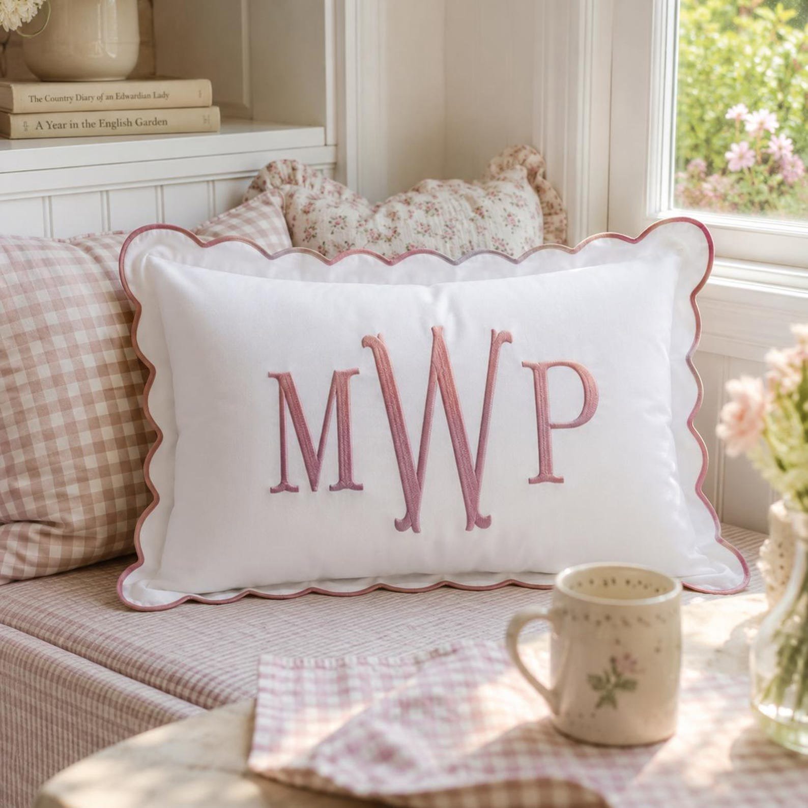 Custom Monogram Pillow Cover, Nursery Decor Cushion, Custom Text Embroidered Pillow Cover, Baby Room Pillow, Preppy Home Decor Gift 9