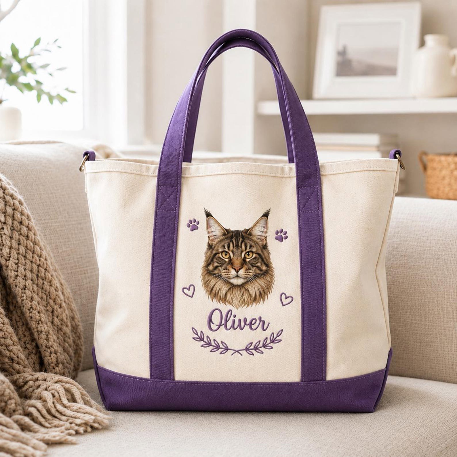 Embroidered Pet Photo Personalised Tote Bag, Dog Mom Gift, Custom Dog Face Portrait Canvas Tote Bag, Pet Memorial Gift, Custom Tote Bag 4