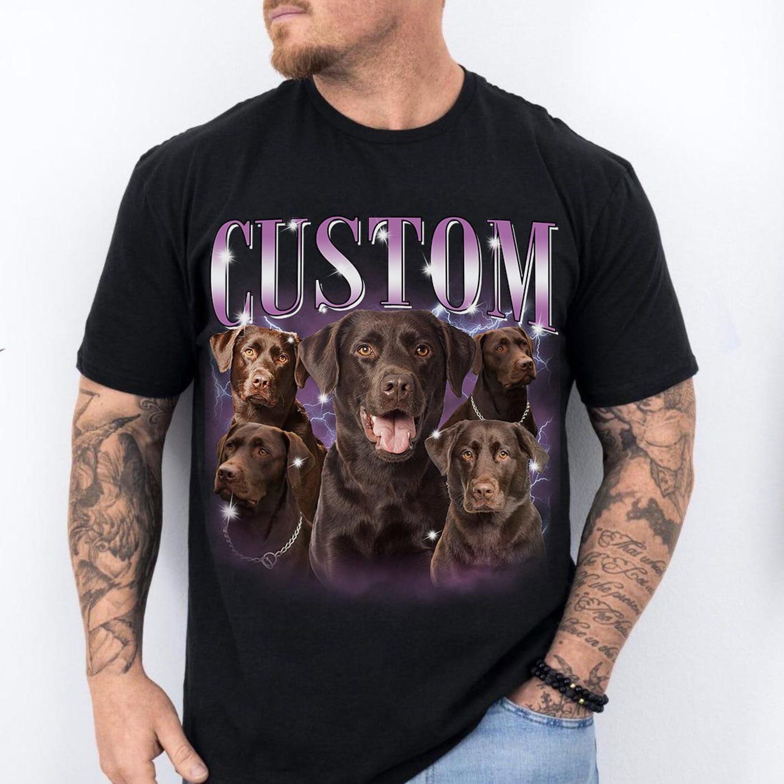 Custom Dog Portrait Shirt, Personalized Pet Photo Tee, Dog Lover Gift, Funny Dog Shirt, Custom Animal Face Shirt 1