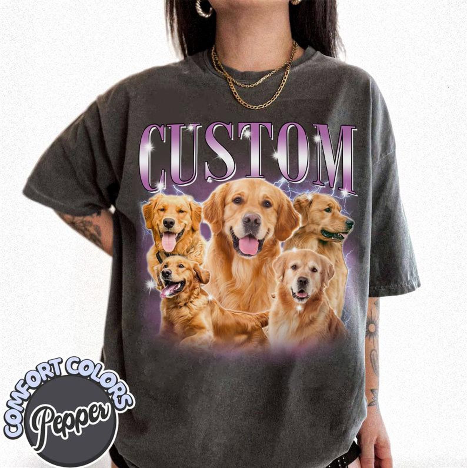 Custom Dog Portrait Shirt, Personalized Pet Photo Tee, Dog Lover Gift, Funny Dog Shirt, Custom Animal Face Shirt 4