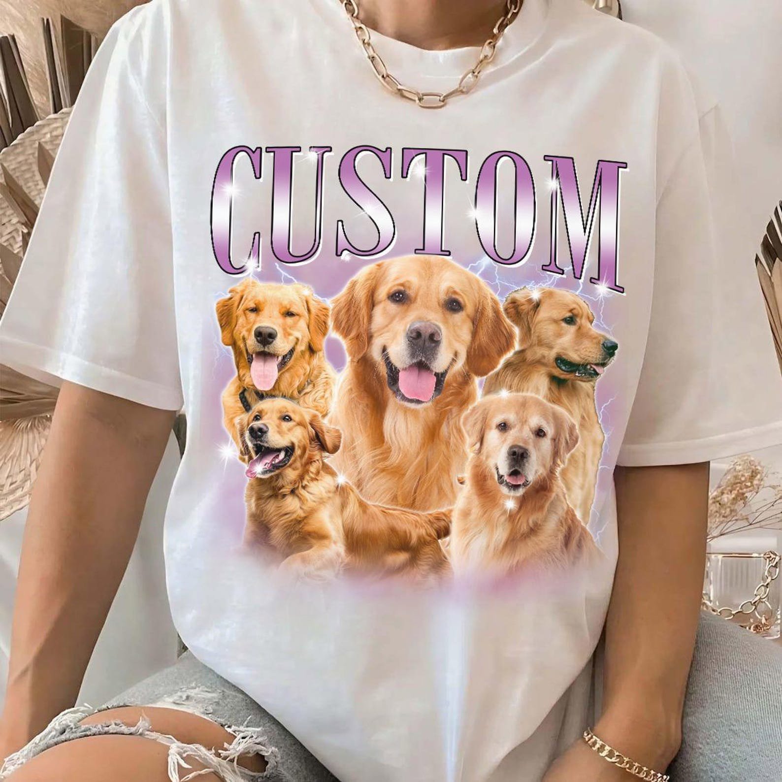 Custom Dog Portrait Shirt, Personalized Pet Photo Tee, Dog Lover Gift, Funny Dog Shirt, Custom Animal Face Shirt 7