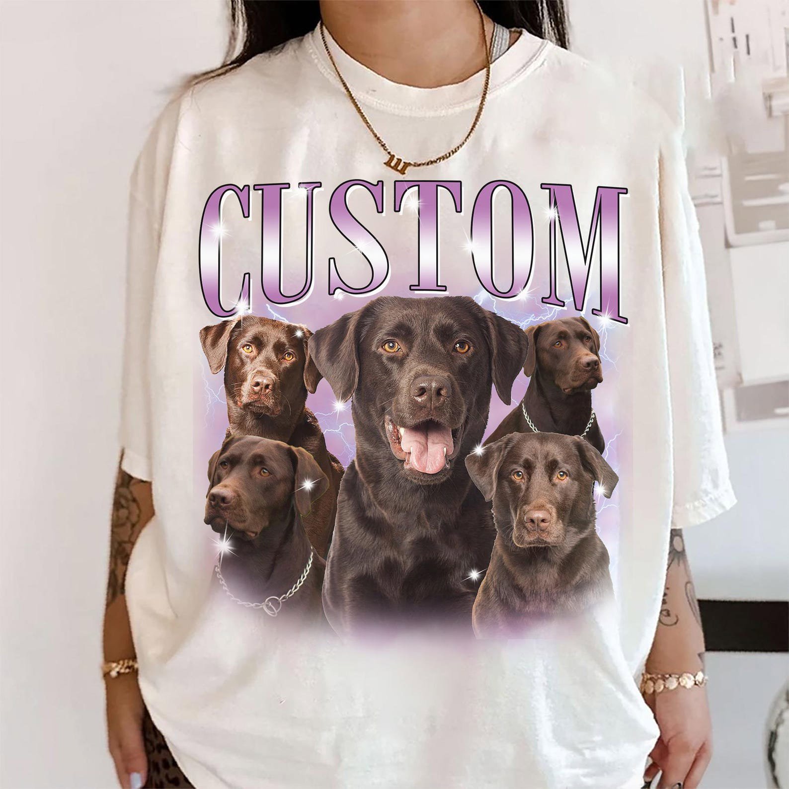 Custom Dog Portrait Shirt, Personalized Pet Photo Tee, Dog Lover Gift, Funny Dog Shirt, Custom Animal Face Shirt 8