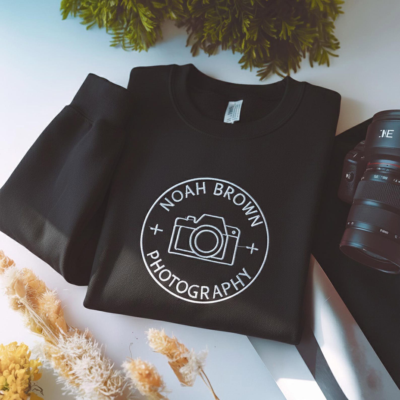 Custom Embroidered Photographer Sweatshirt, Custom Photography Name Shirt, Photograph Gift Photograph Logo Sweatshirt, Photo Studio Shirt 3