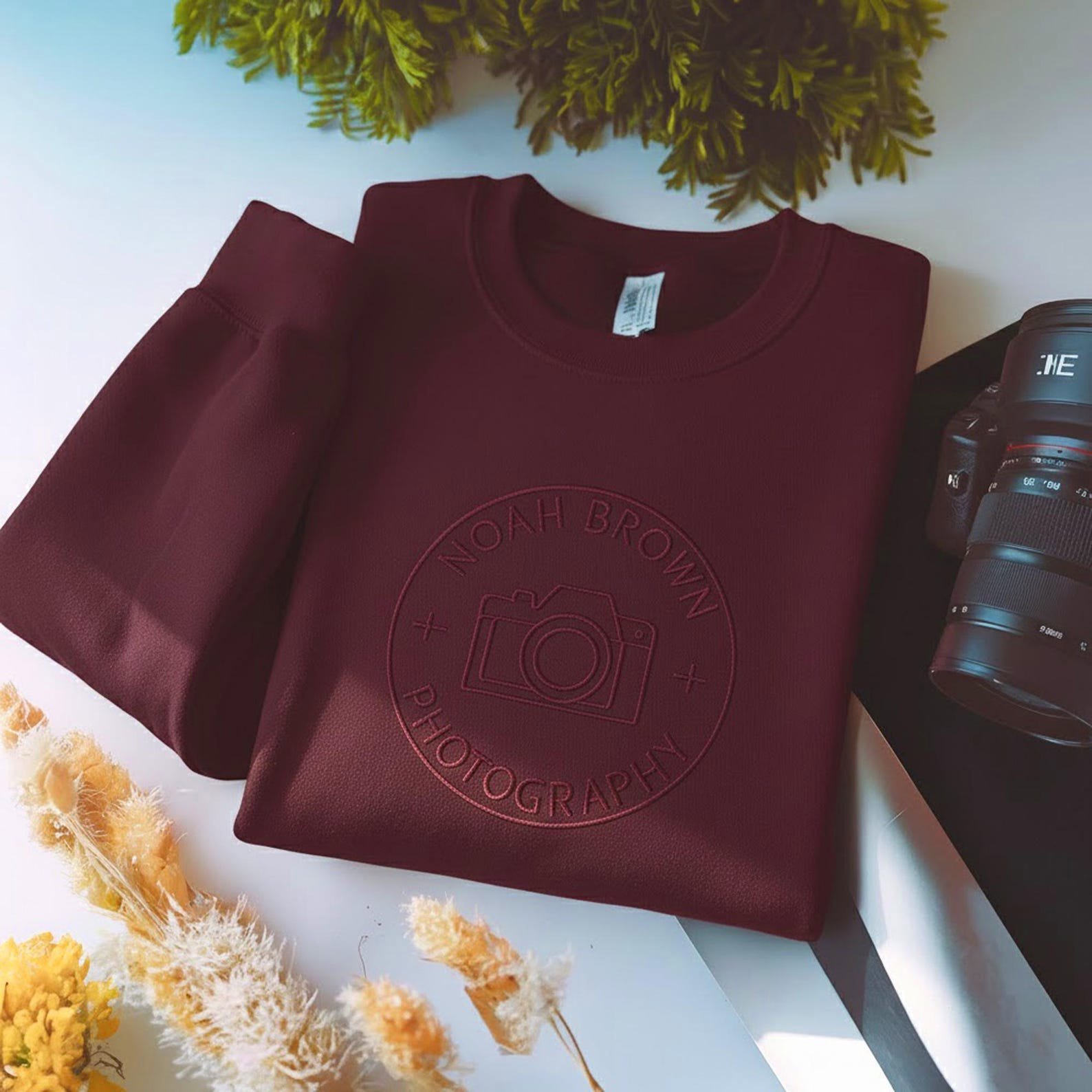 Custom Embroidered Photographer Sweatshirt, Custom Photography Name Shirt, Photograph Gift Photograph Logo Sweatshirt, Photo Studio Shirt 2