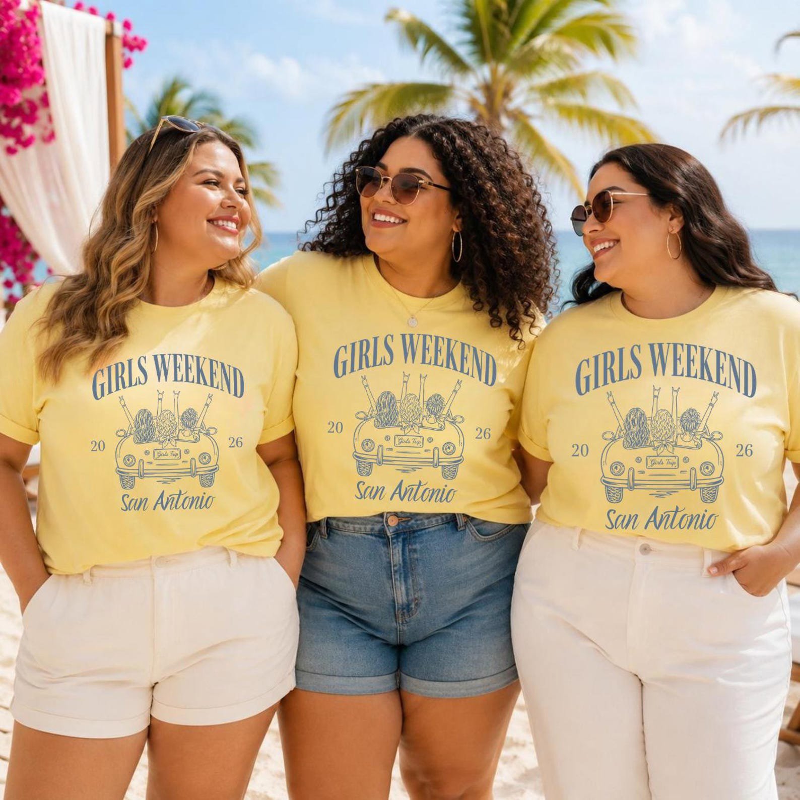Plus sSze Girls Weekend Custom Text Shirt, Girls Trip Tee 2026, Matching Vacation Outfit, Best Friends Weekend Getaway Trip Top 2