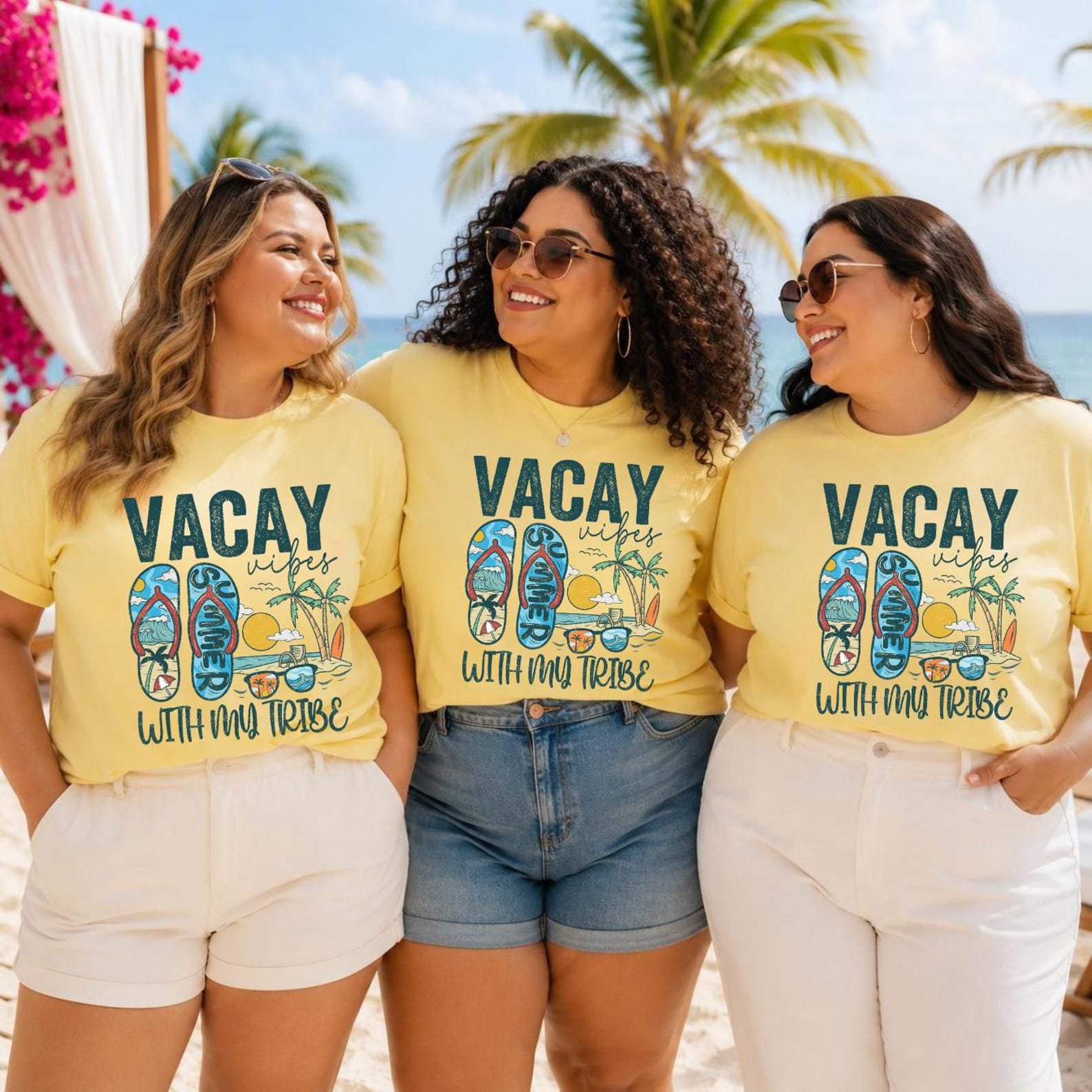 Plus size Matching Vacation Shirts, Family Trip Vacay Vibe Outfit, Beach Trip Crew Tee, Girls Trip Shirt, Summer Travel Top 1